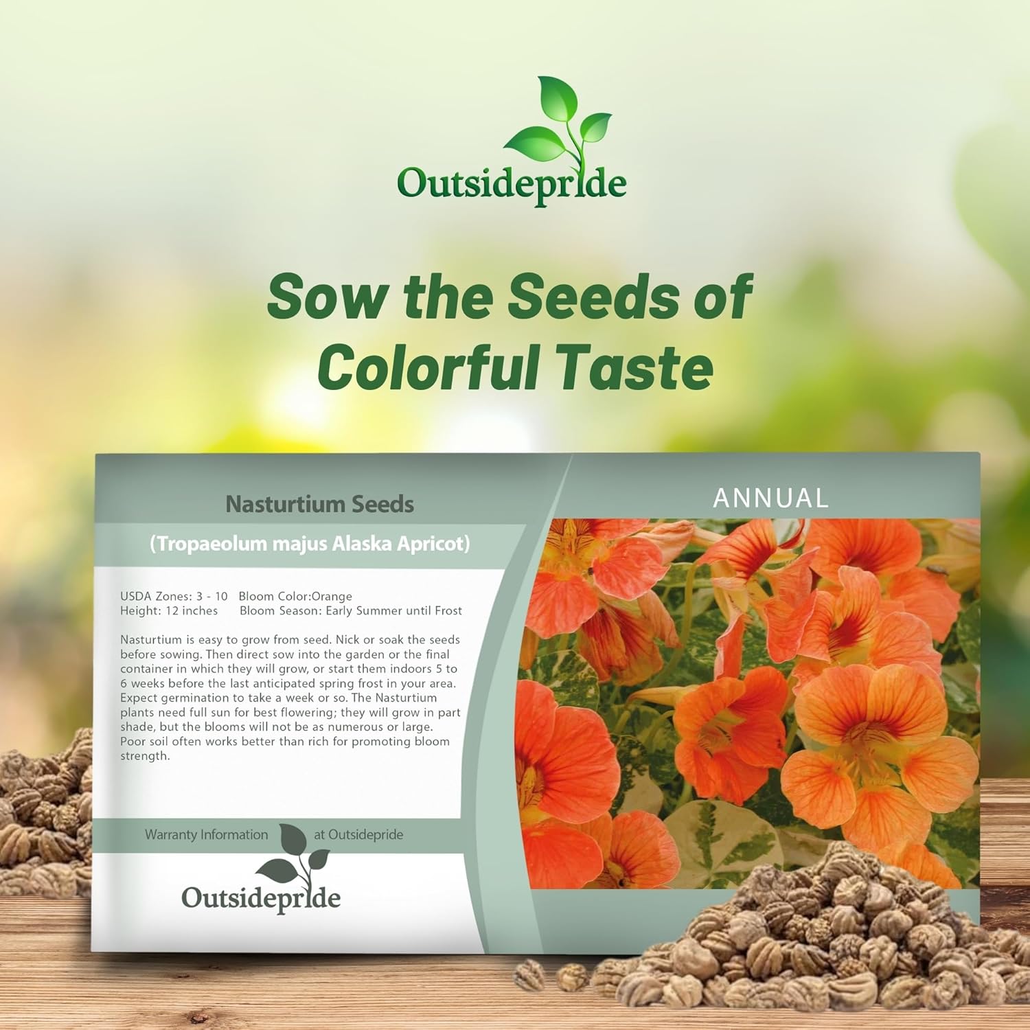 Nasturtium Alaska Apricot Seed Packet