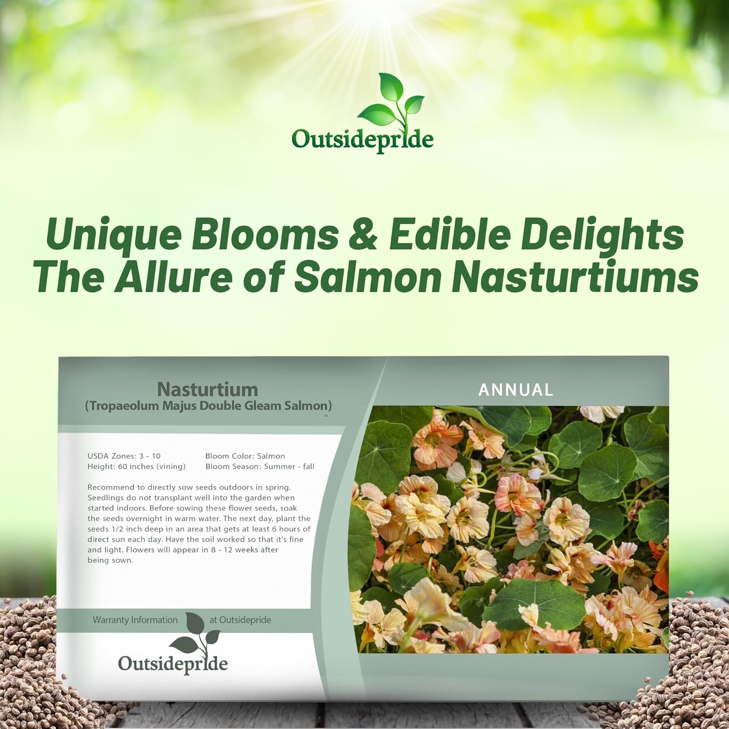 Nasturtium Salmon Seed Packets