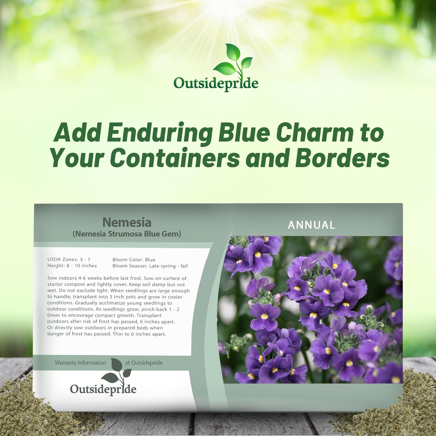 Nemesia Blue Flower Seed Packet
