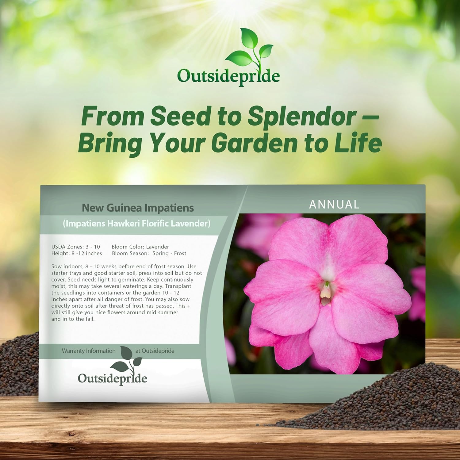 New Guinea Impatiens Lavender Seed Packet