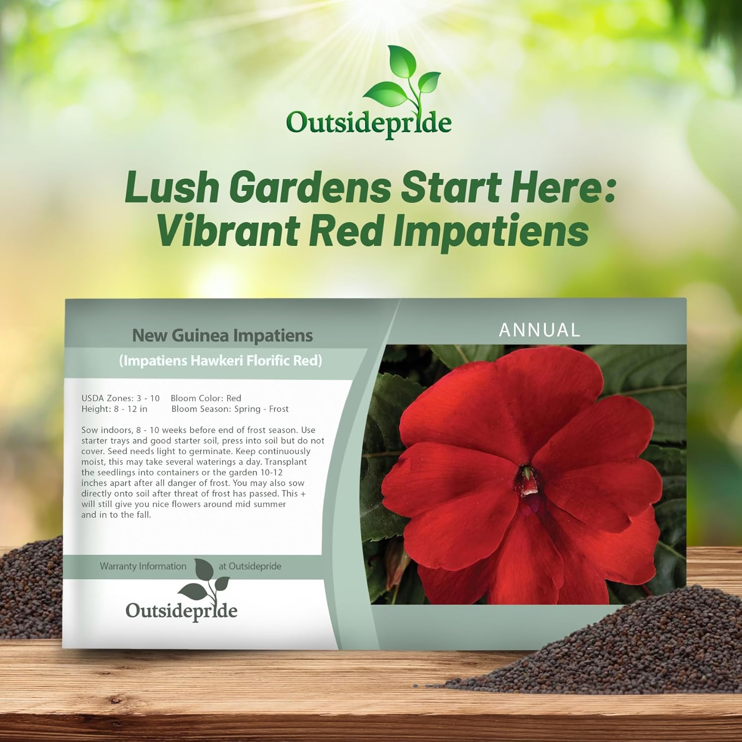 Impatiens New Guinea Red Seed Packet