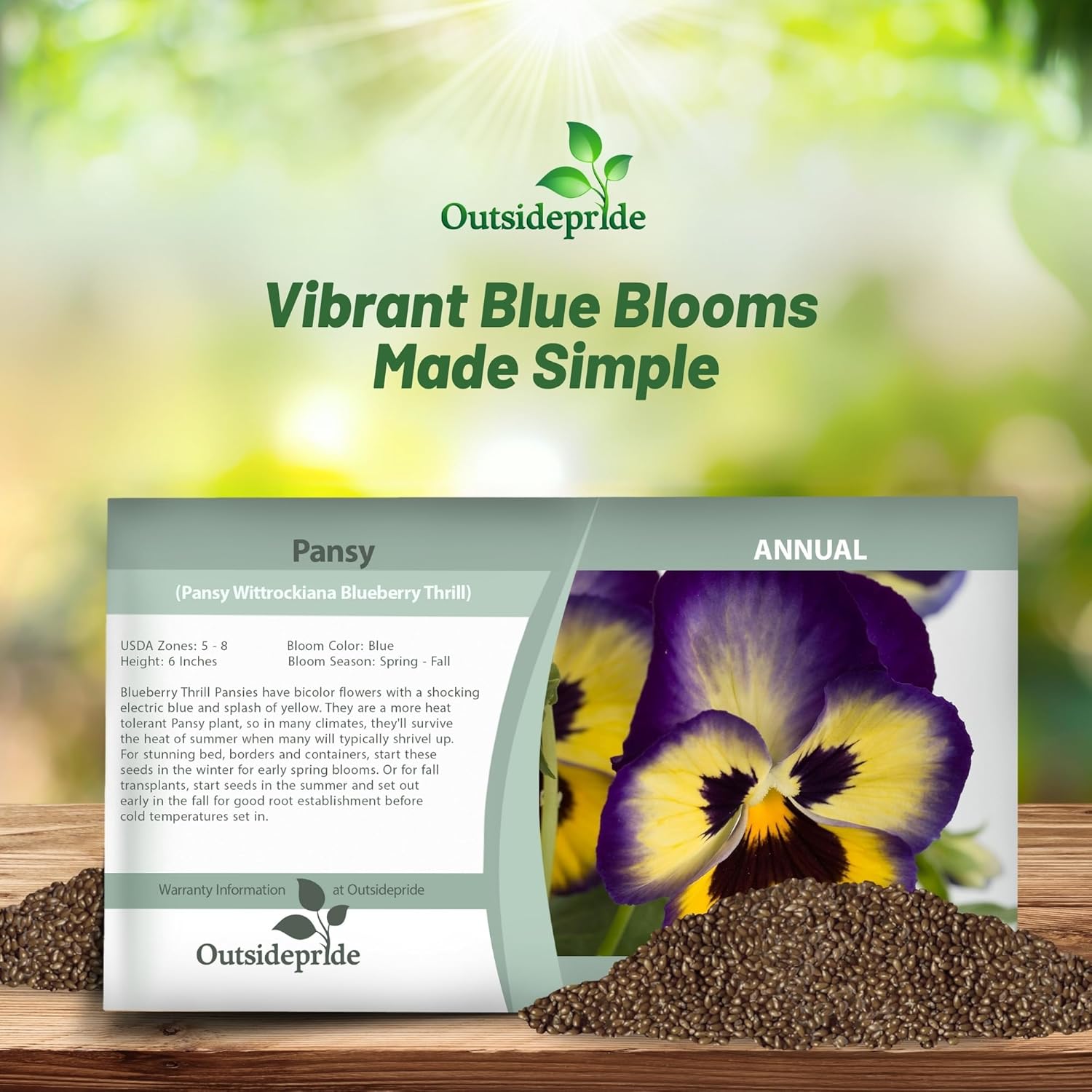 Pansy Blueberry Thrill Seed Packet