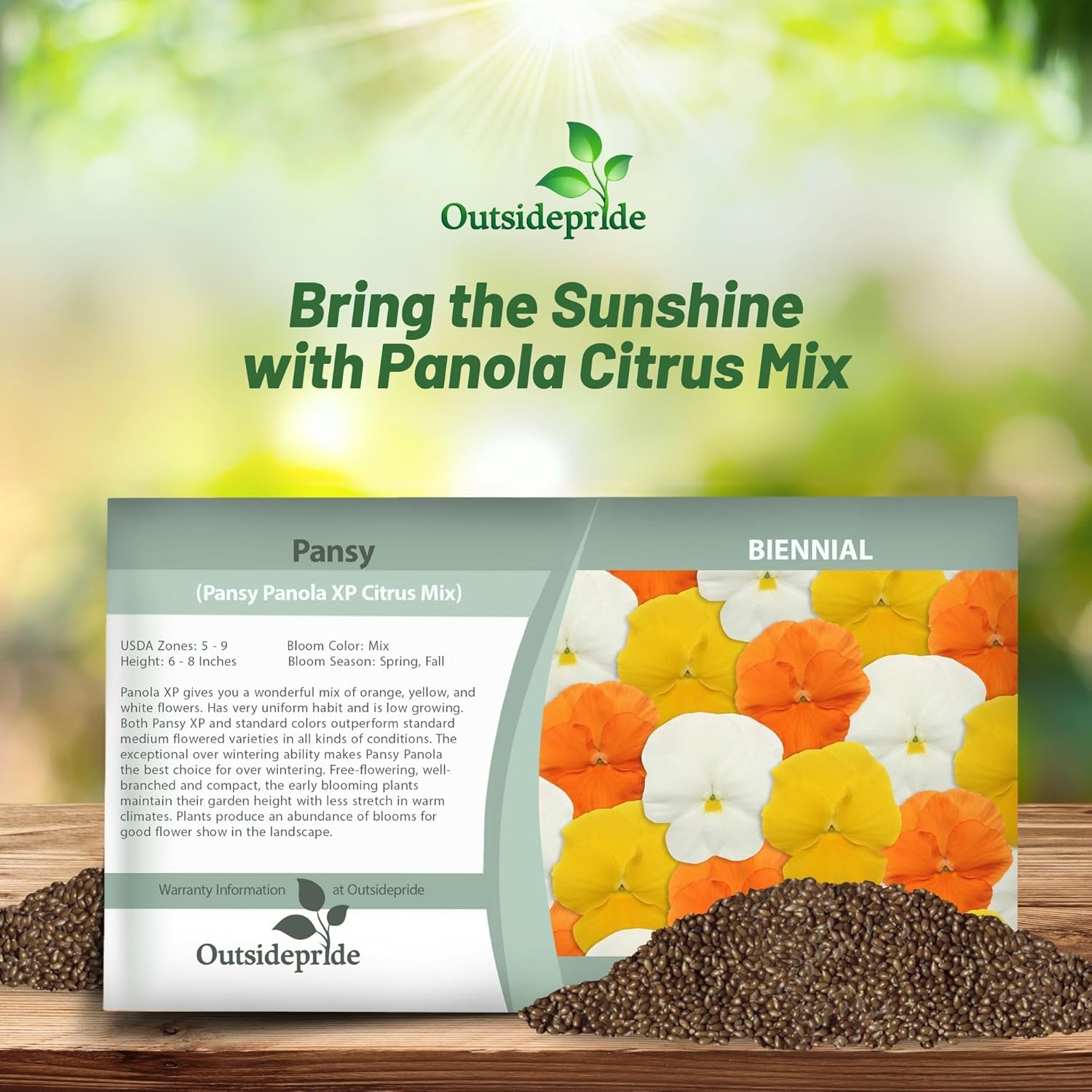 Pansy Panola Citrus Seed Packet