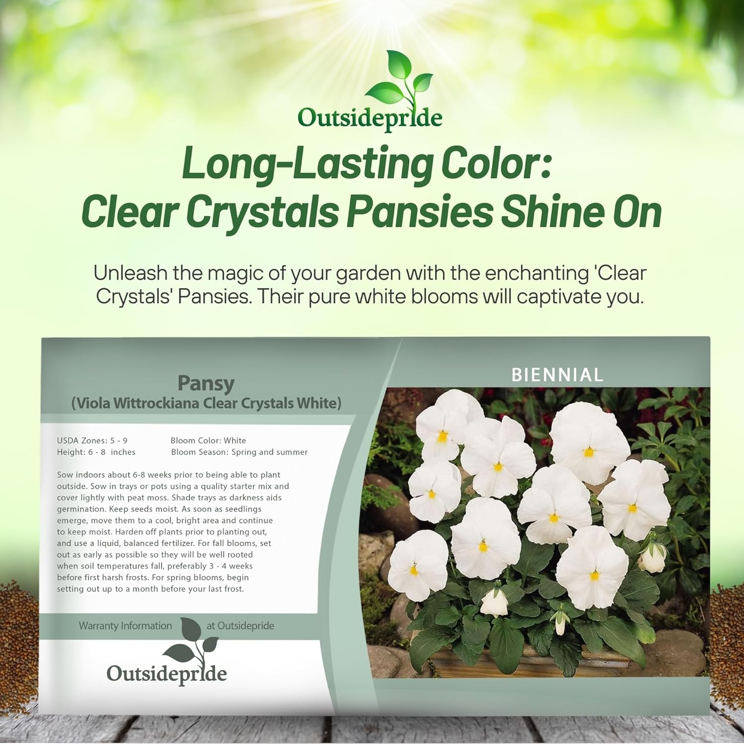 Viola Clear Crystals White Seed Packet