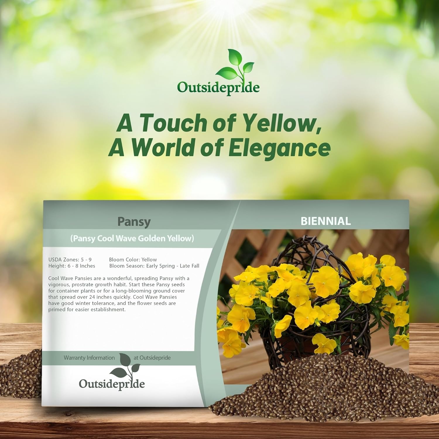 Pansy Cool Wave Golden Yellow Seed Packet