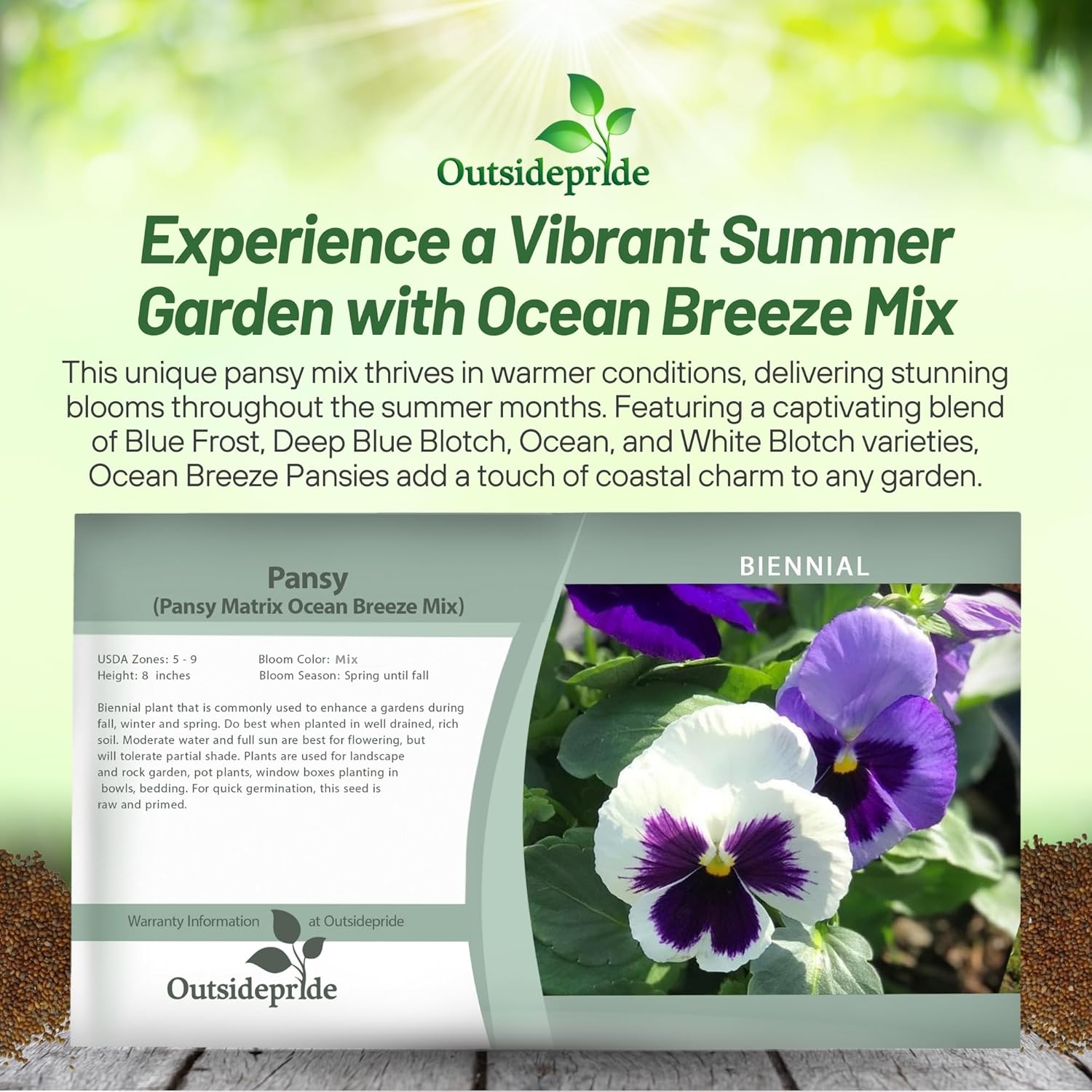 Pansy Ocean Breeze Flower Seed Packet