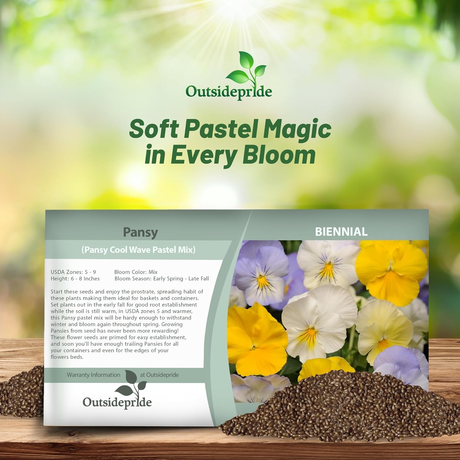 Pansy Cool Wave Pastel Seed Packet