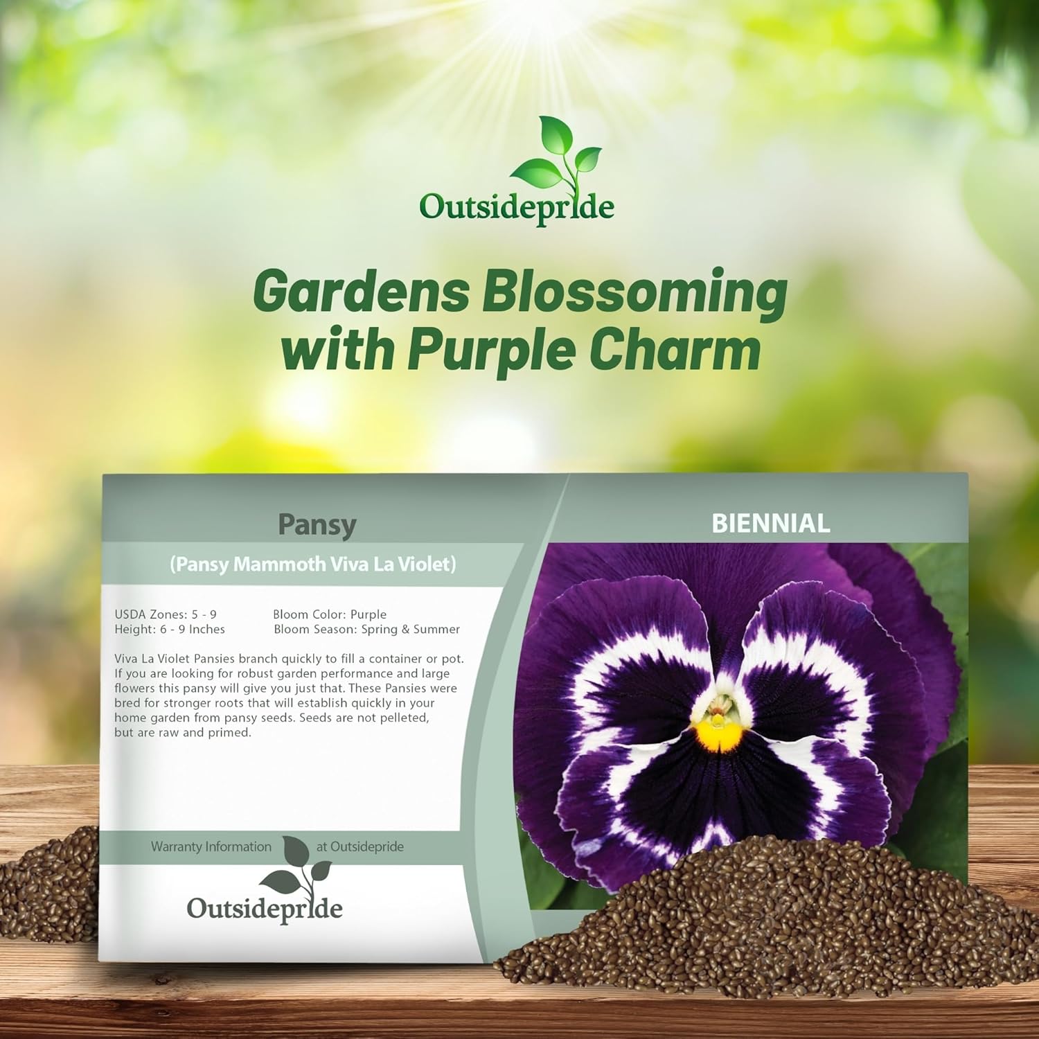 Pansy Mammoth Viva La Violet Seed Packet