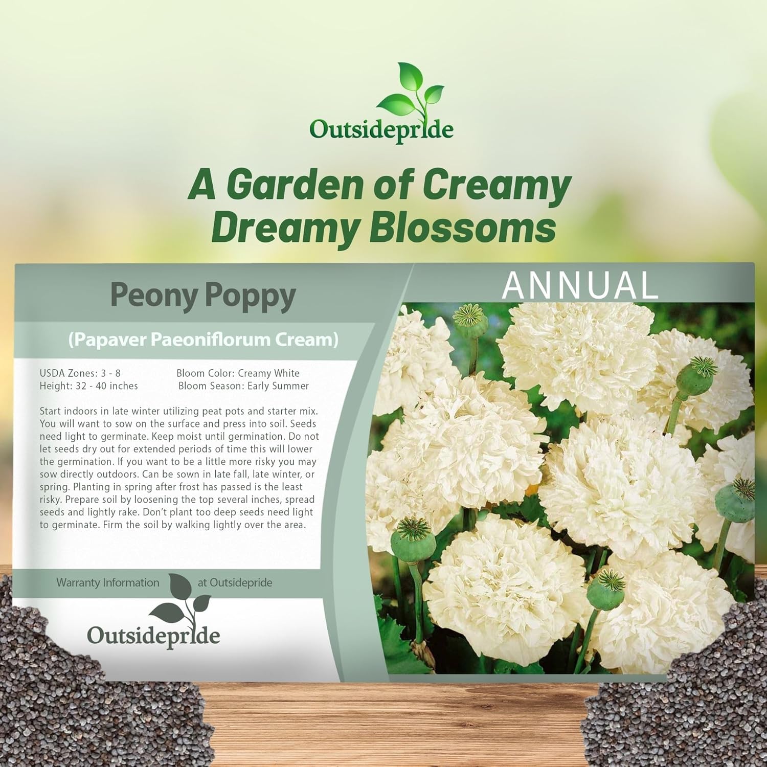 Papaver Paeoniflorum Cream Flower Seed Packet