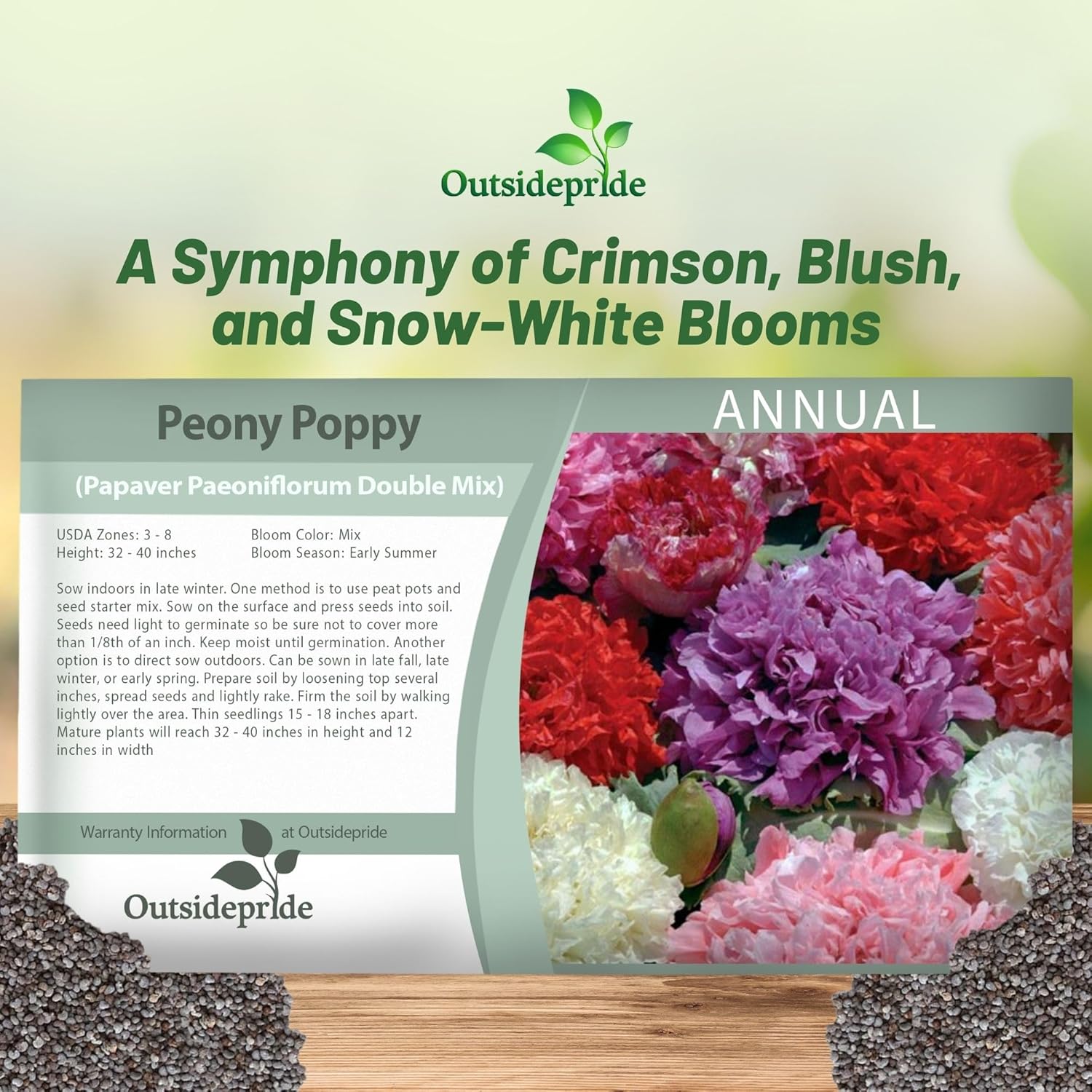 Peony Double Flower Seed Packet Mix