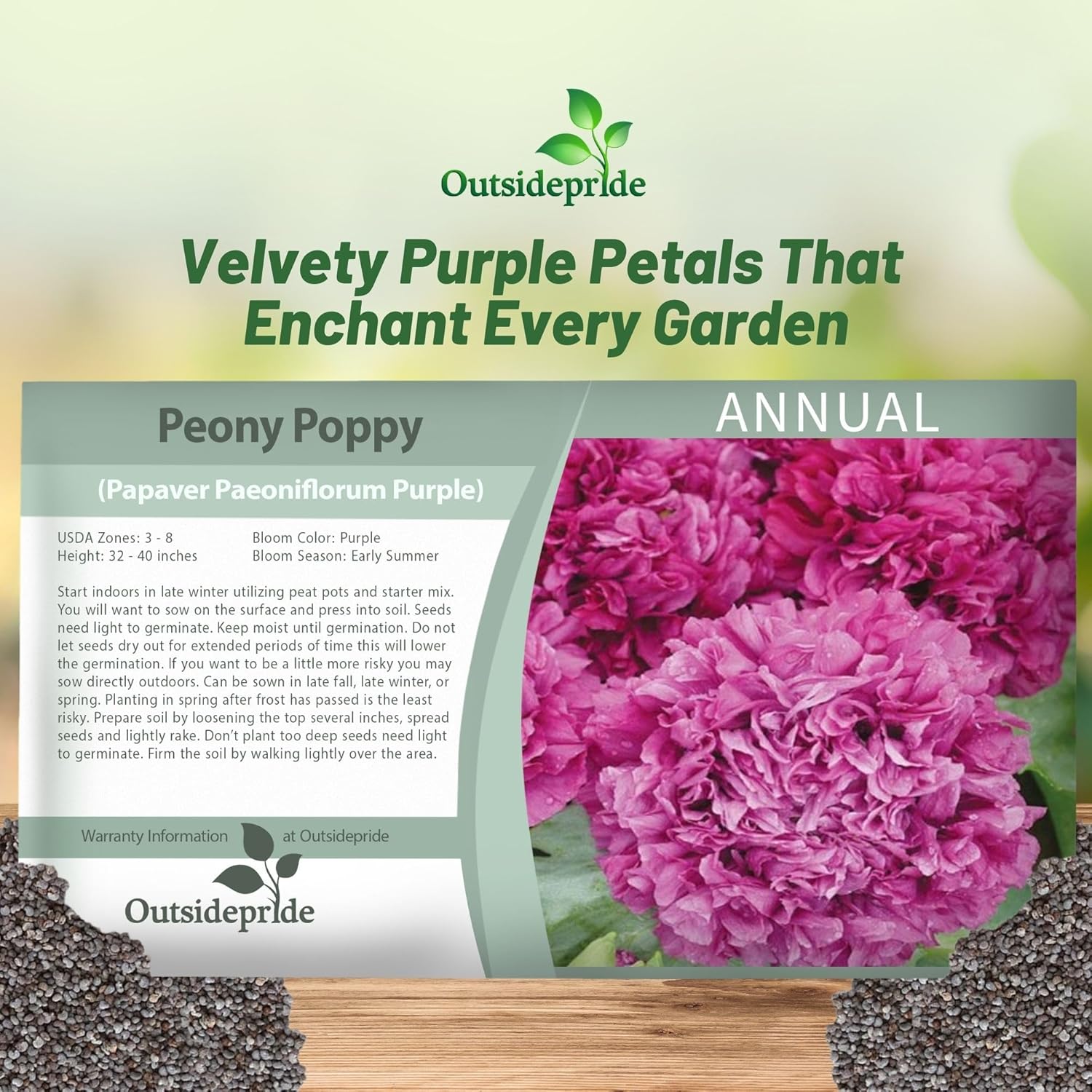 Peony Popppy Purple Seed Packet