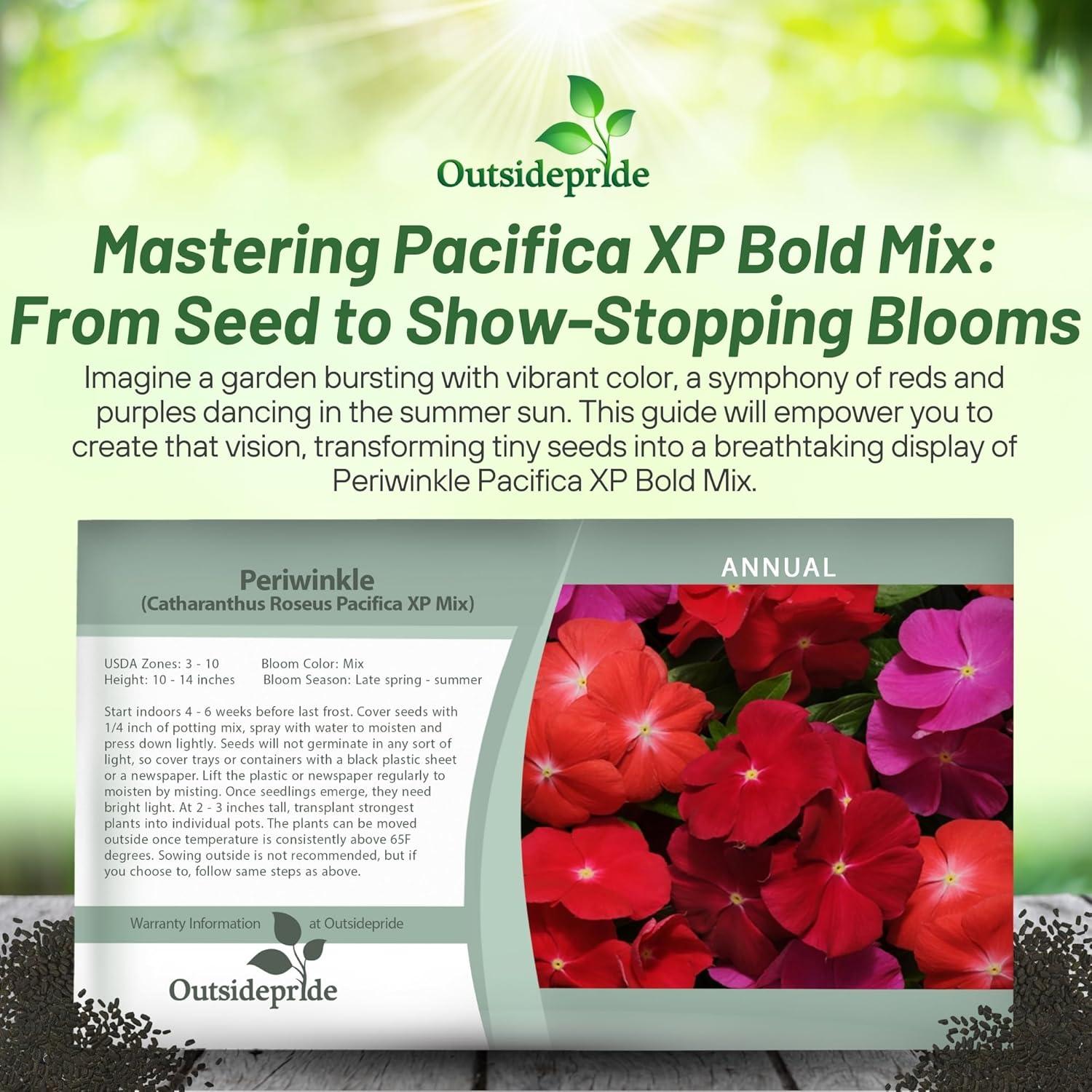 Vinca Pacifica XP Mix Bold Seed Packet