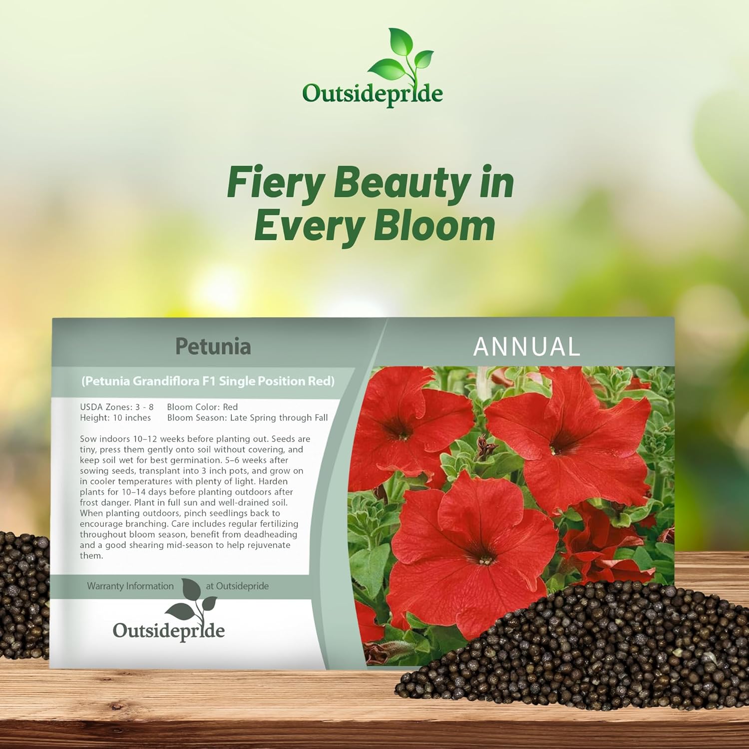 Petunia Red Flower Seed Packet