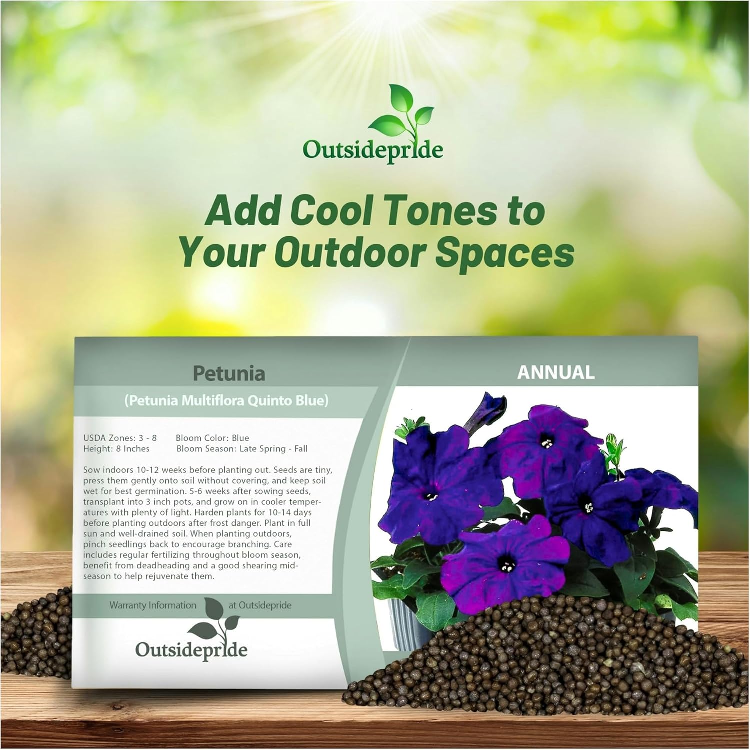 Petunia Multiflora Blue Seed Packet