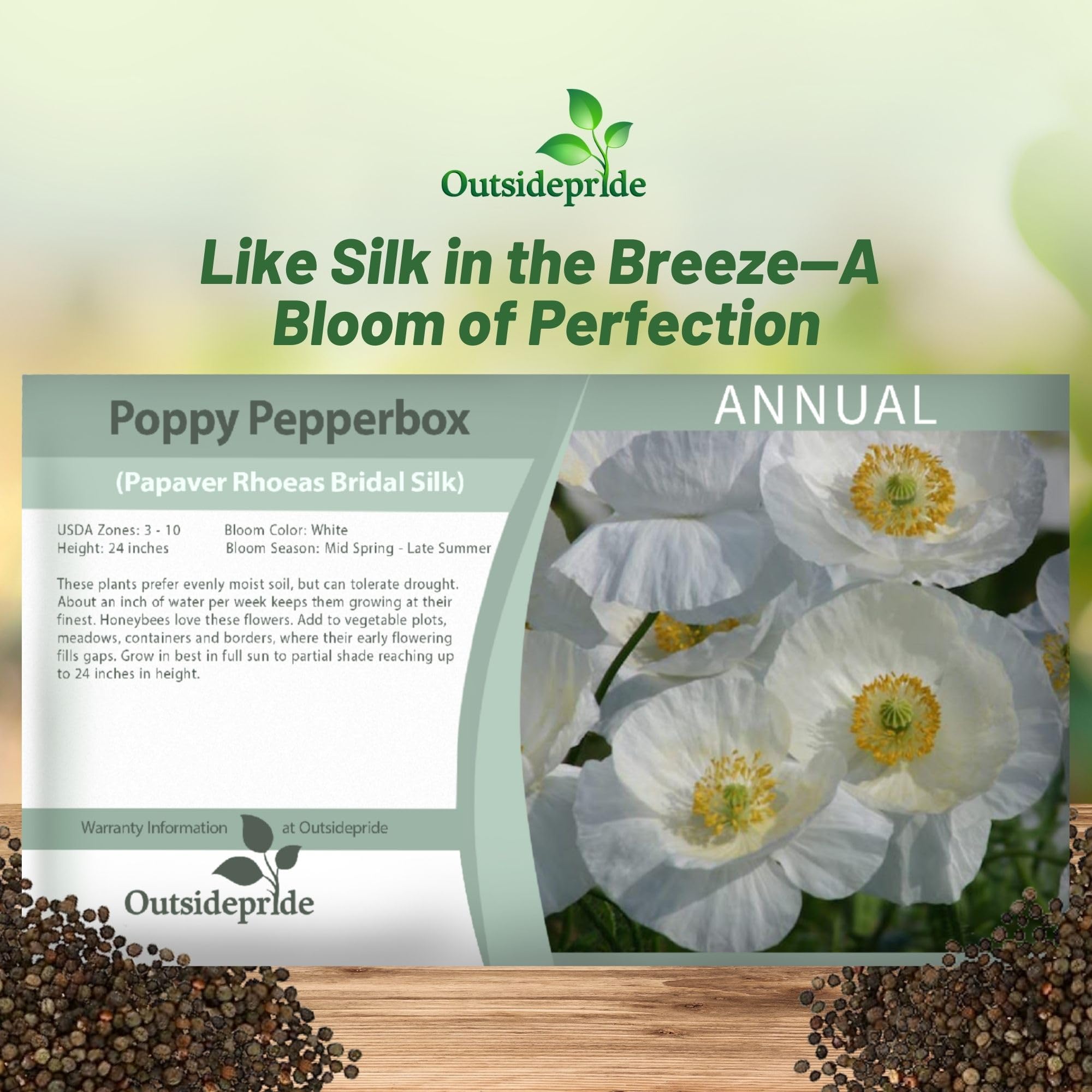 Poppy Bridal Silk Seed Packet