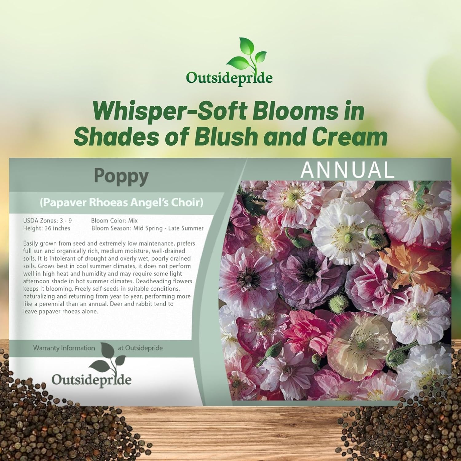 Papaver Rhoeas Angel's Choir Seed Packet