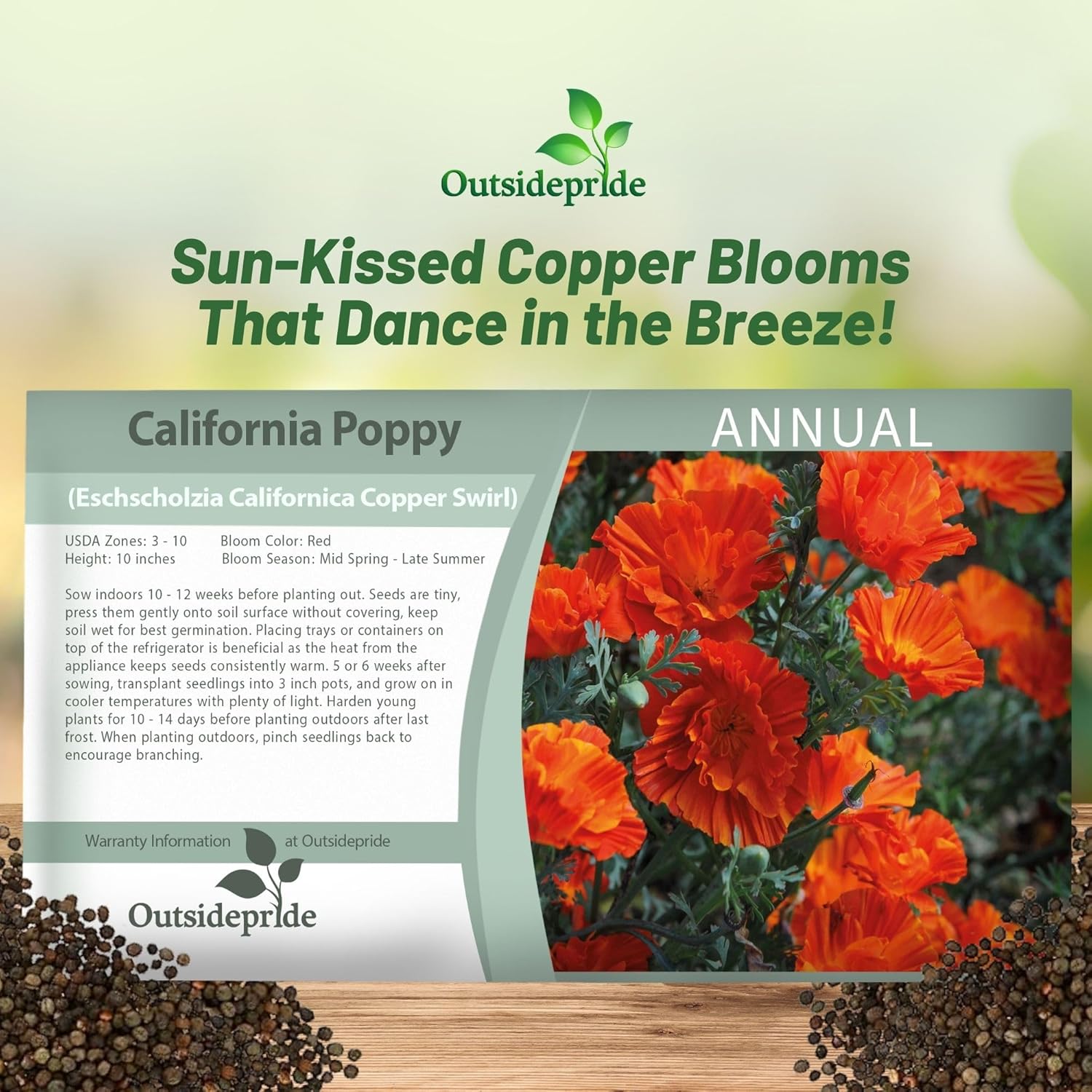 California Poppy Copper Swirl Seed Packet