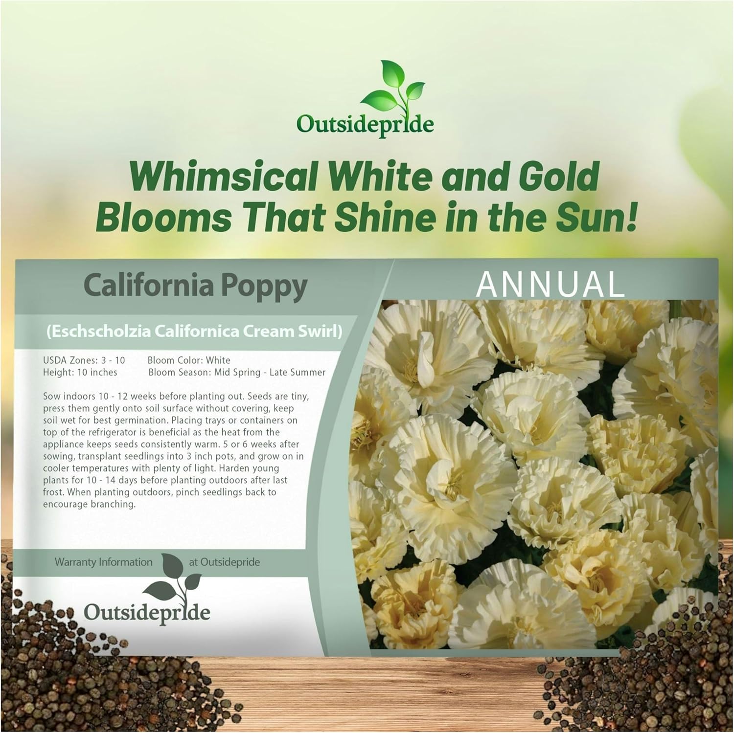 California Poppy Cream Swirl Seed Packet