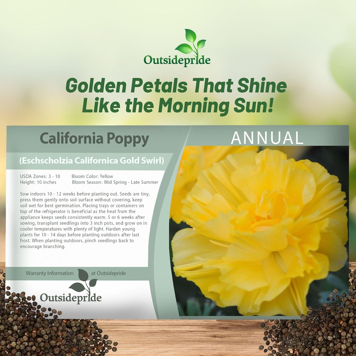 California Poppy Gold Swirl Seed Packet