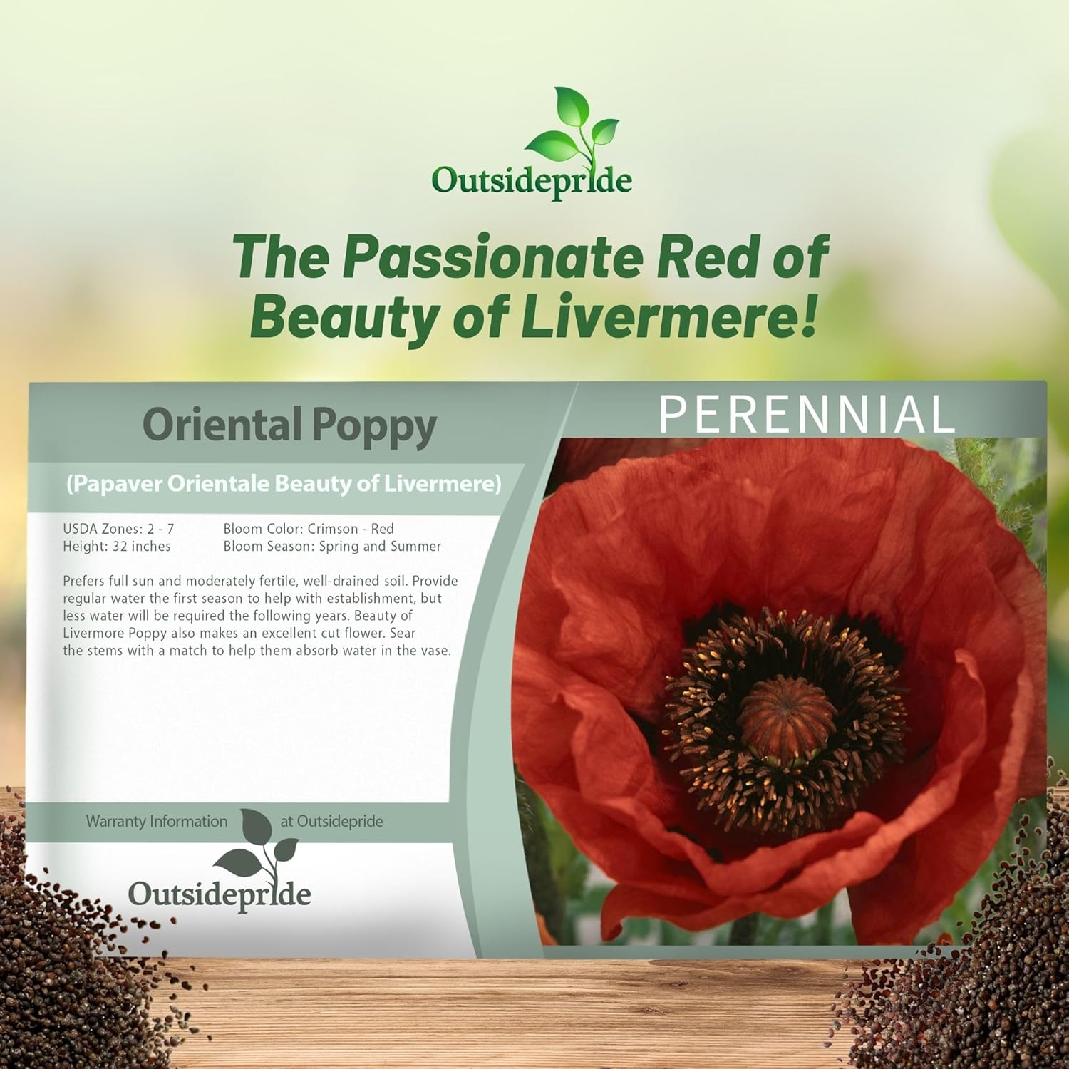 Oriental Poppy Beauty of Livermere Seed Packet