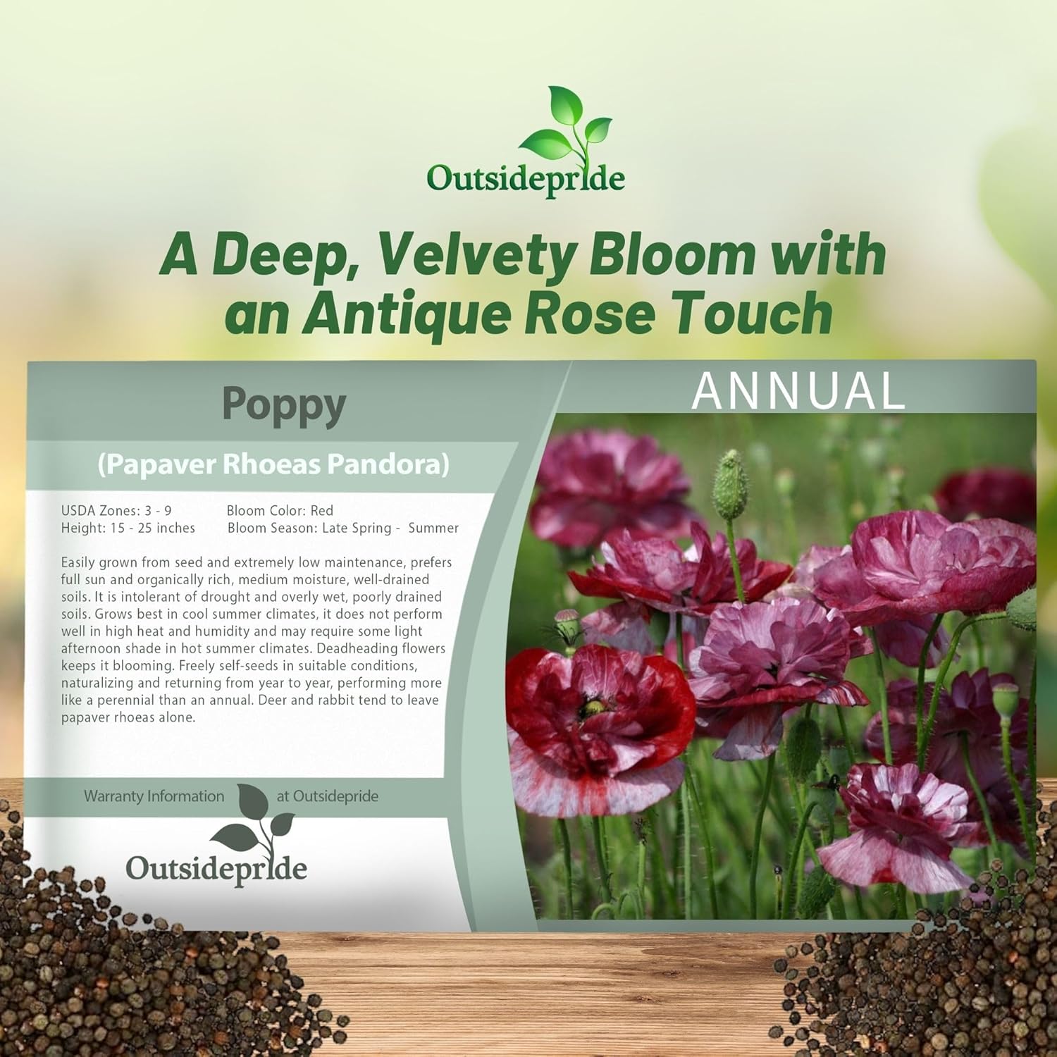 Papaver Rhoeas Pandora Poppy Seed Packet