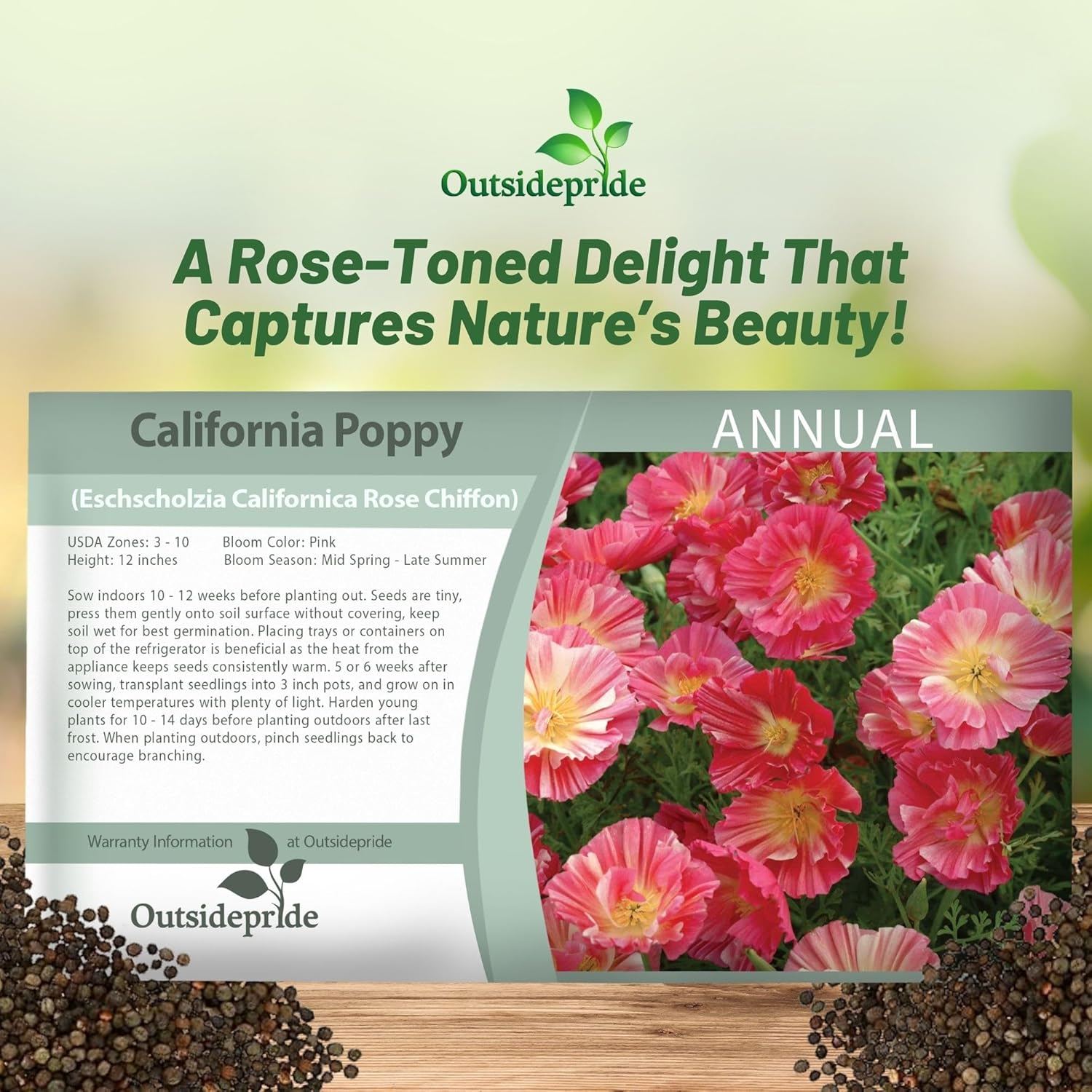 California Poppy Rose Chiffon Seed Packet