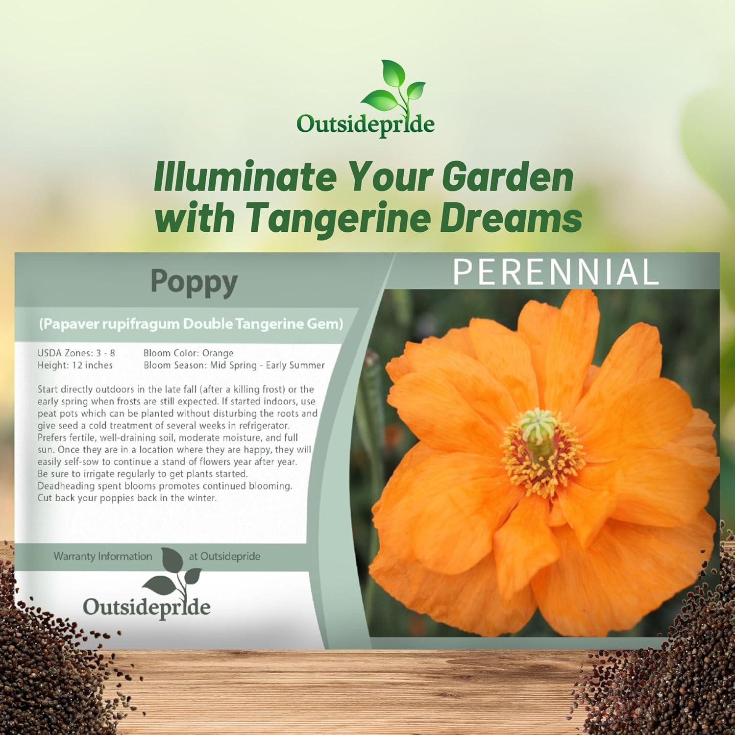 Poppy Double Tangerine Gem Seed Packet