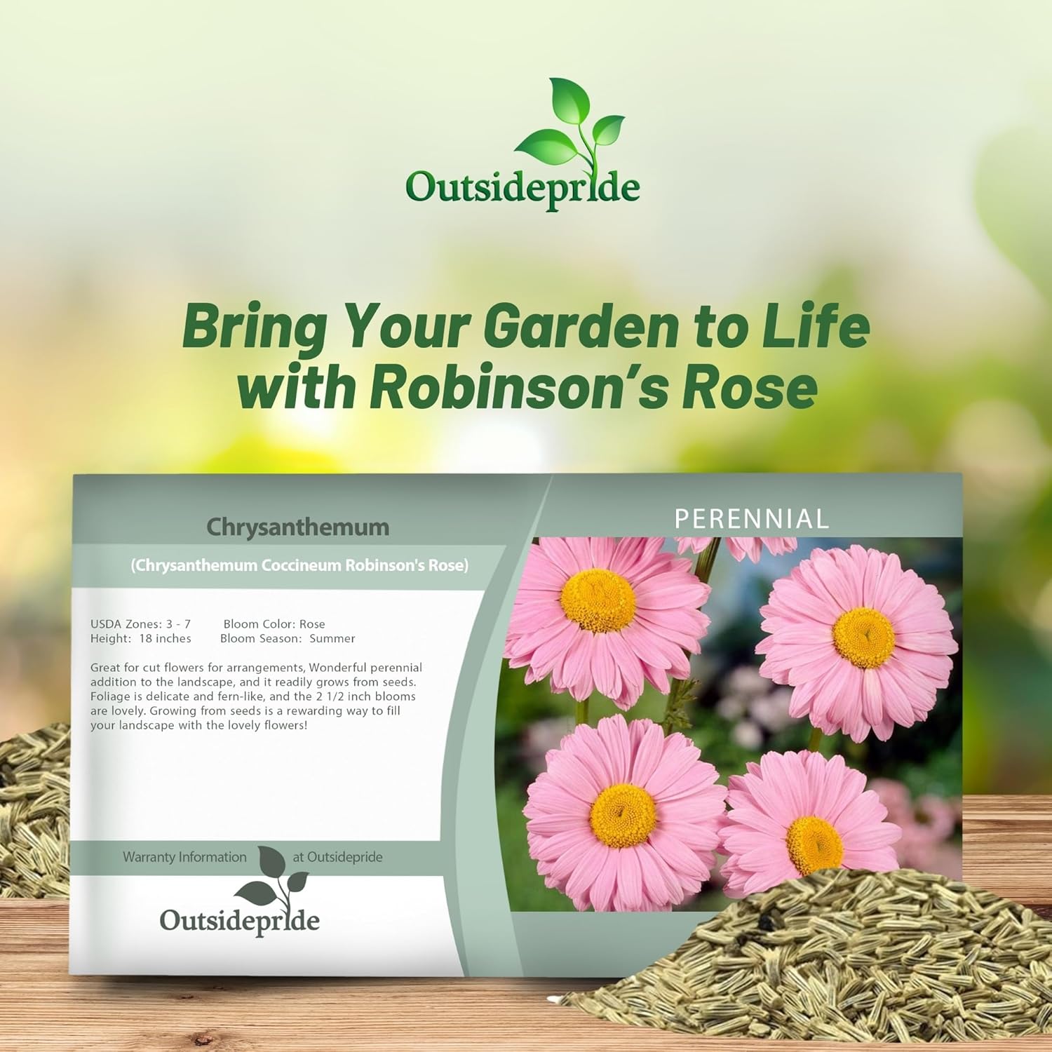 Tanacetum Robinson Rose Flower Seed Packet