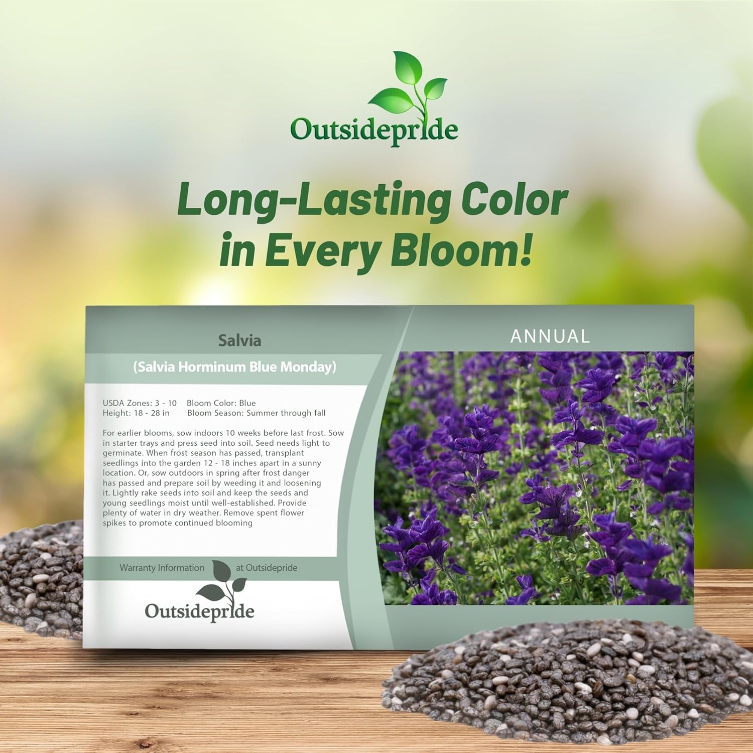 Salvia Blue Monday Flower Seed Packet