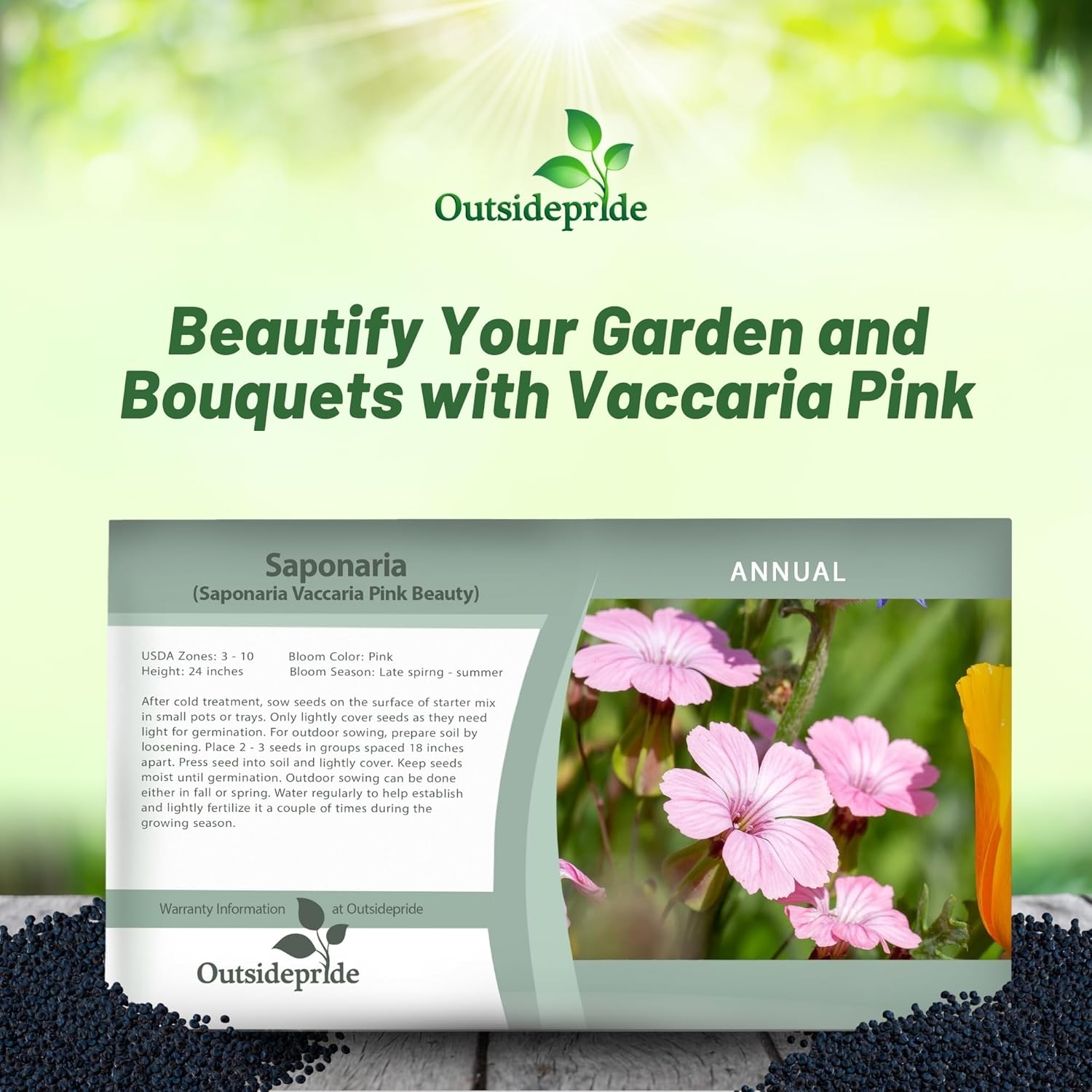 Saponaria Pink Flower Seed Packet