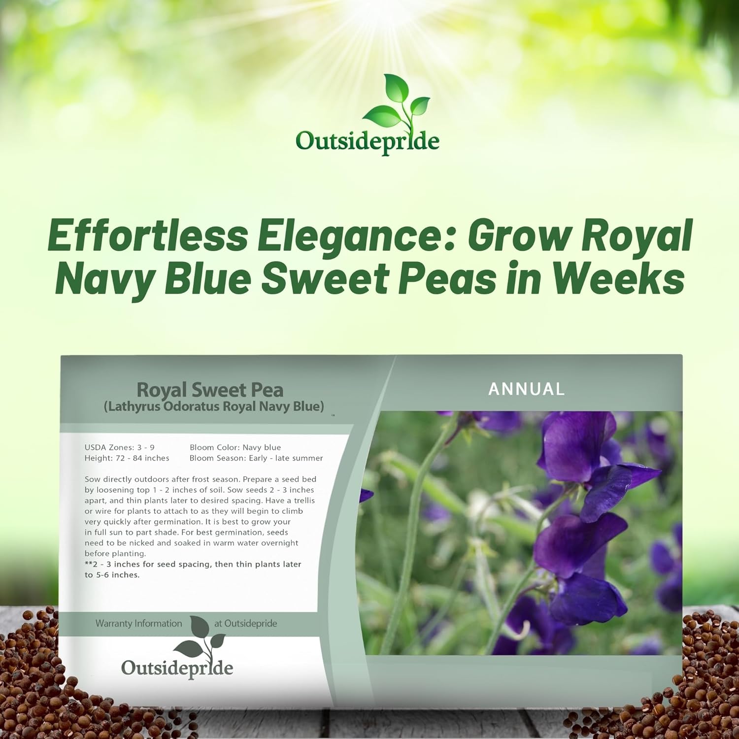 Lathyrus Royal Navy Blue Seed Packet
