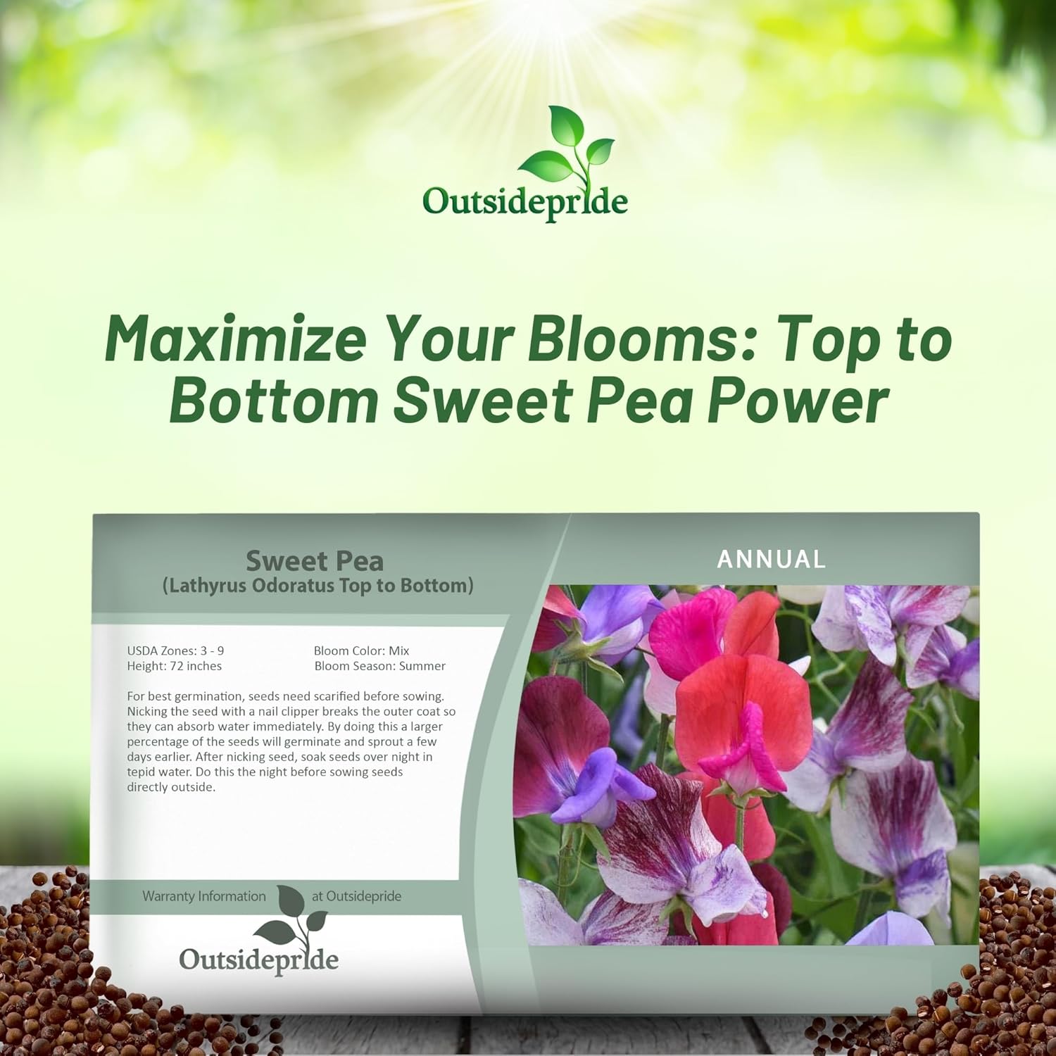Sweet Pea Top To Bottom Seed Packet