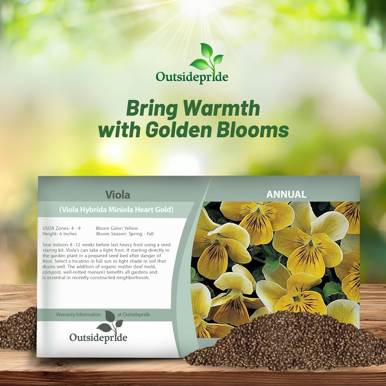 Viola Miniola Heart Gold Seed Packet