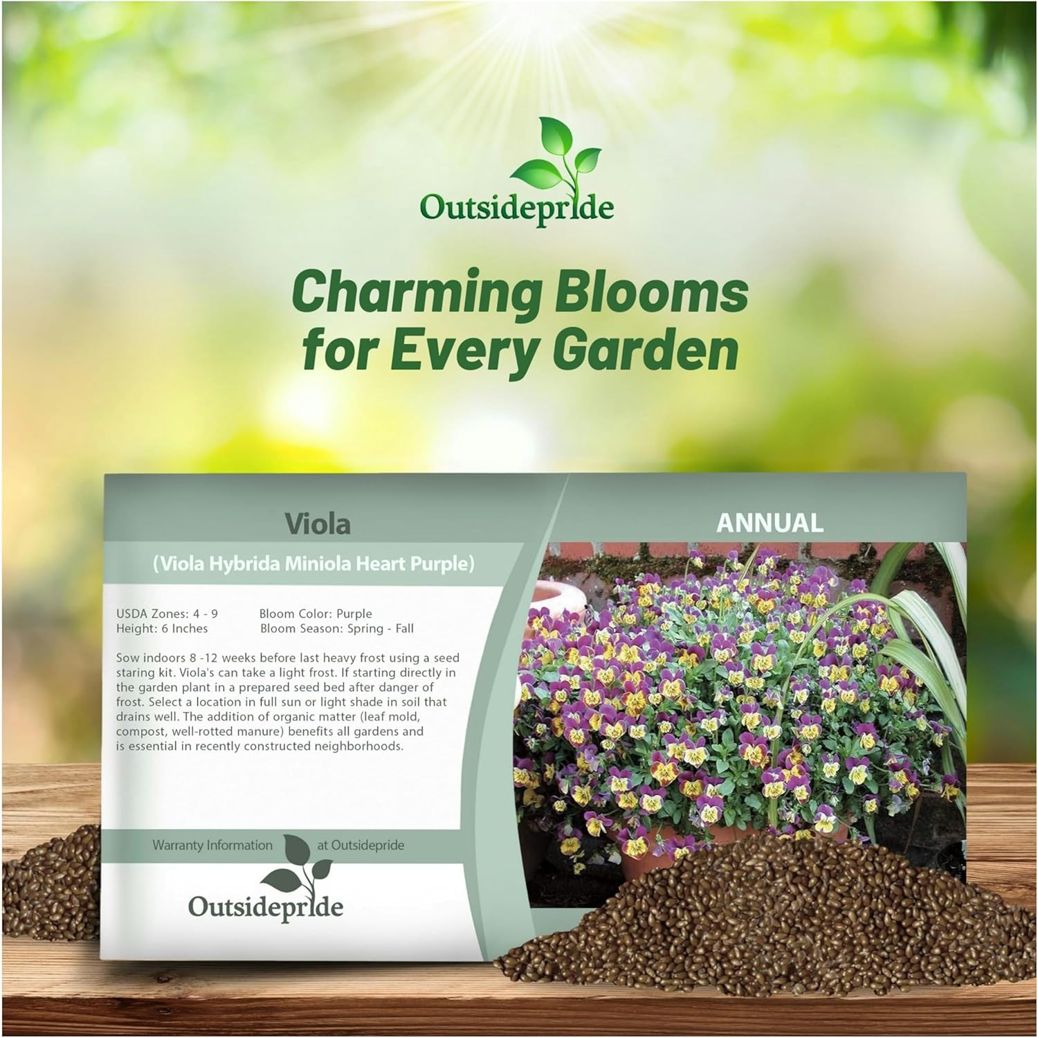 Viola Miniola Heart Purple Seed Packet