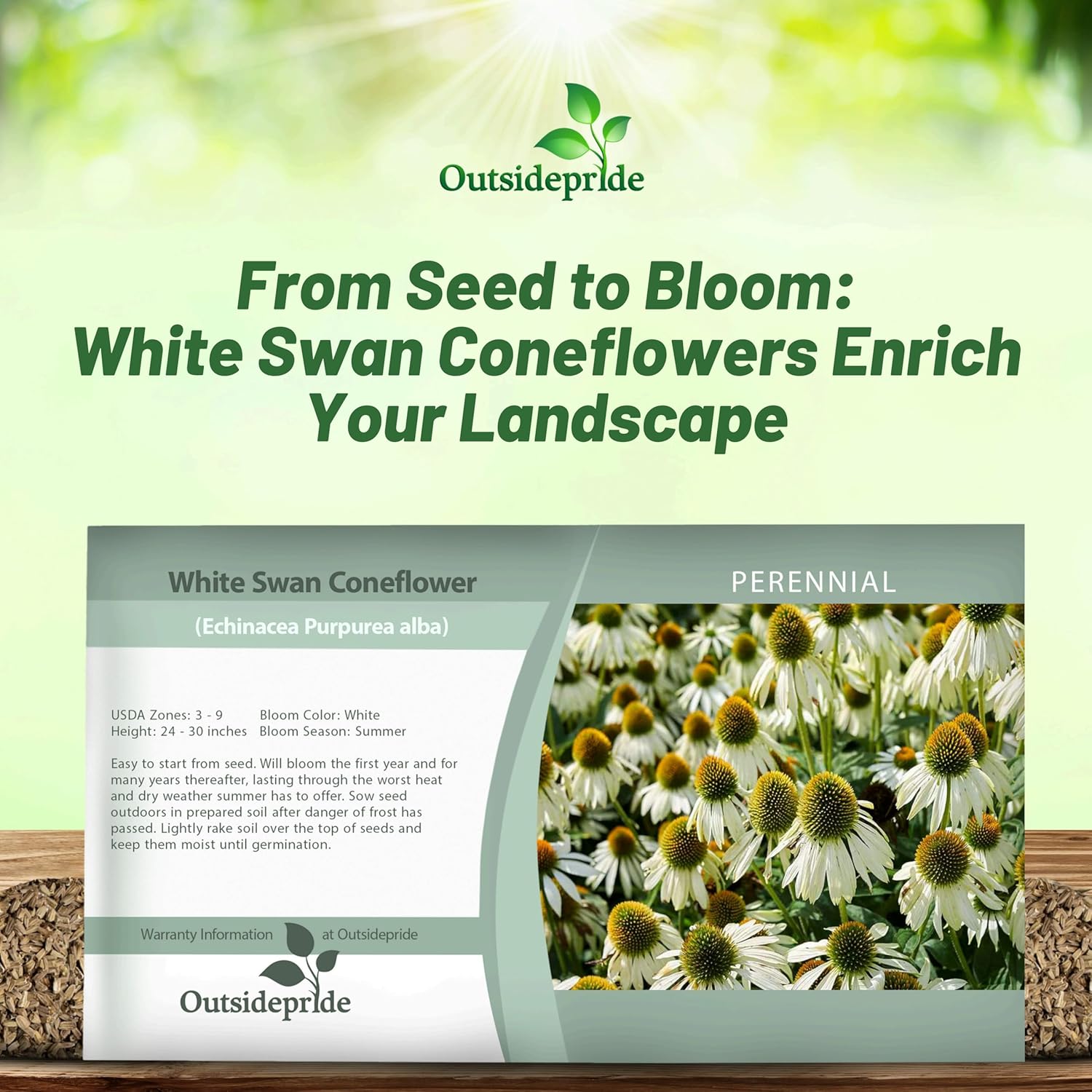 White Swan Coneflowers Seed Packet