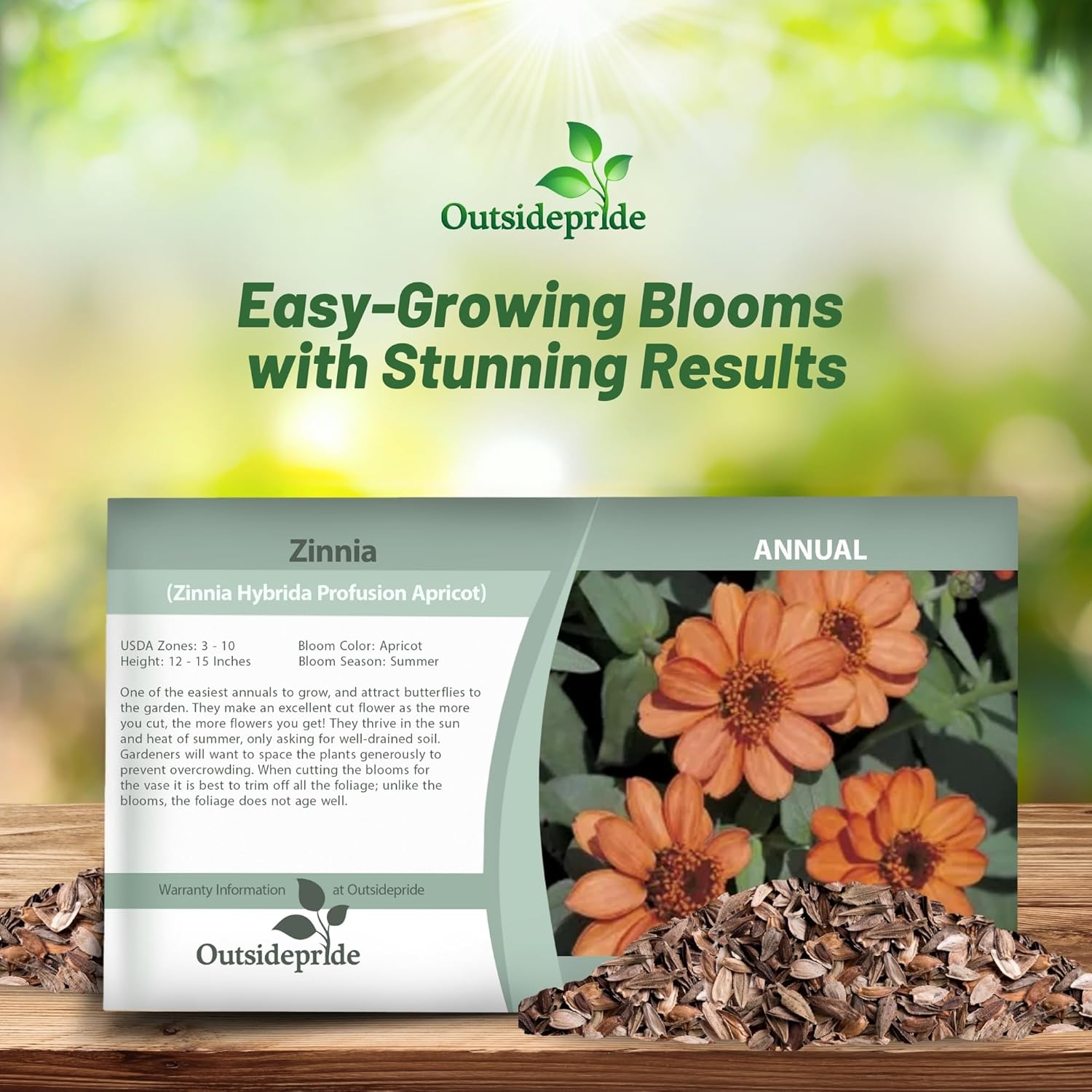 Zinnia Apricot Seed Packet