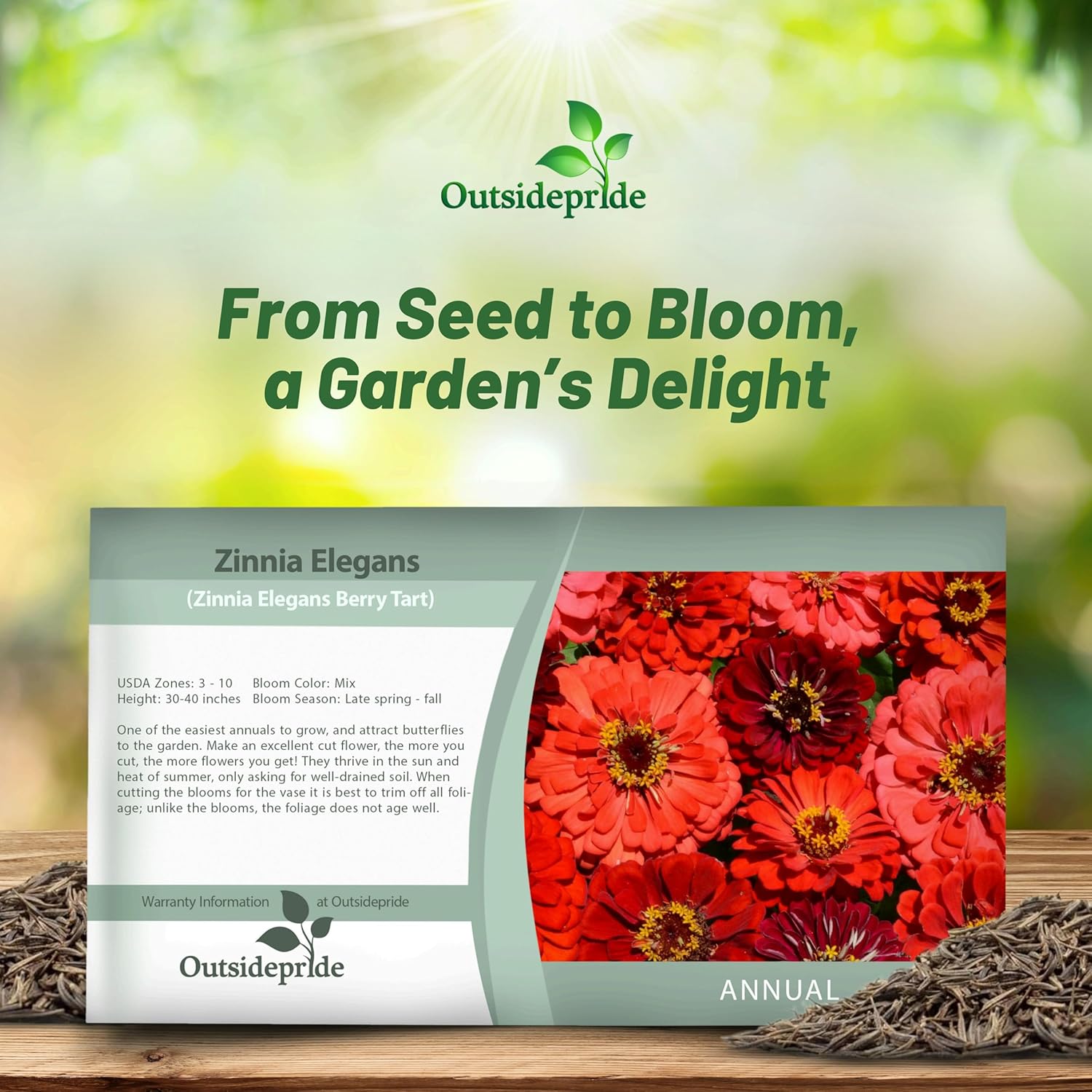 Zinnia Berry Tart Flower Seed Packet