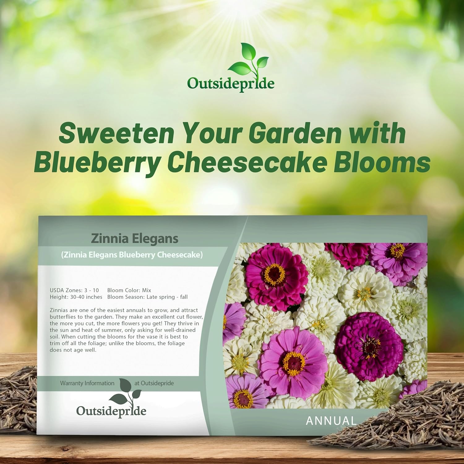 Zinnia Blueberry Cheesecake Seed Packet