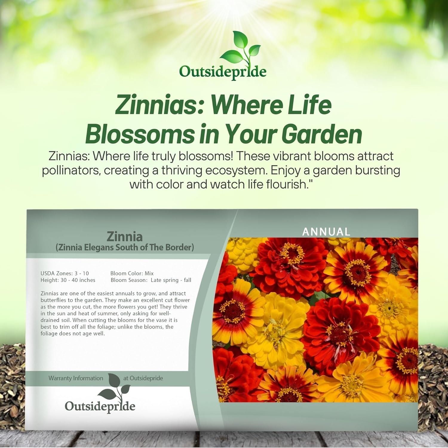 Zinnia South of the Border Seed Packet
