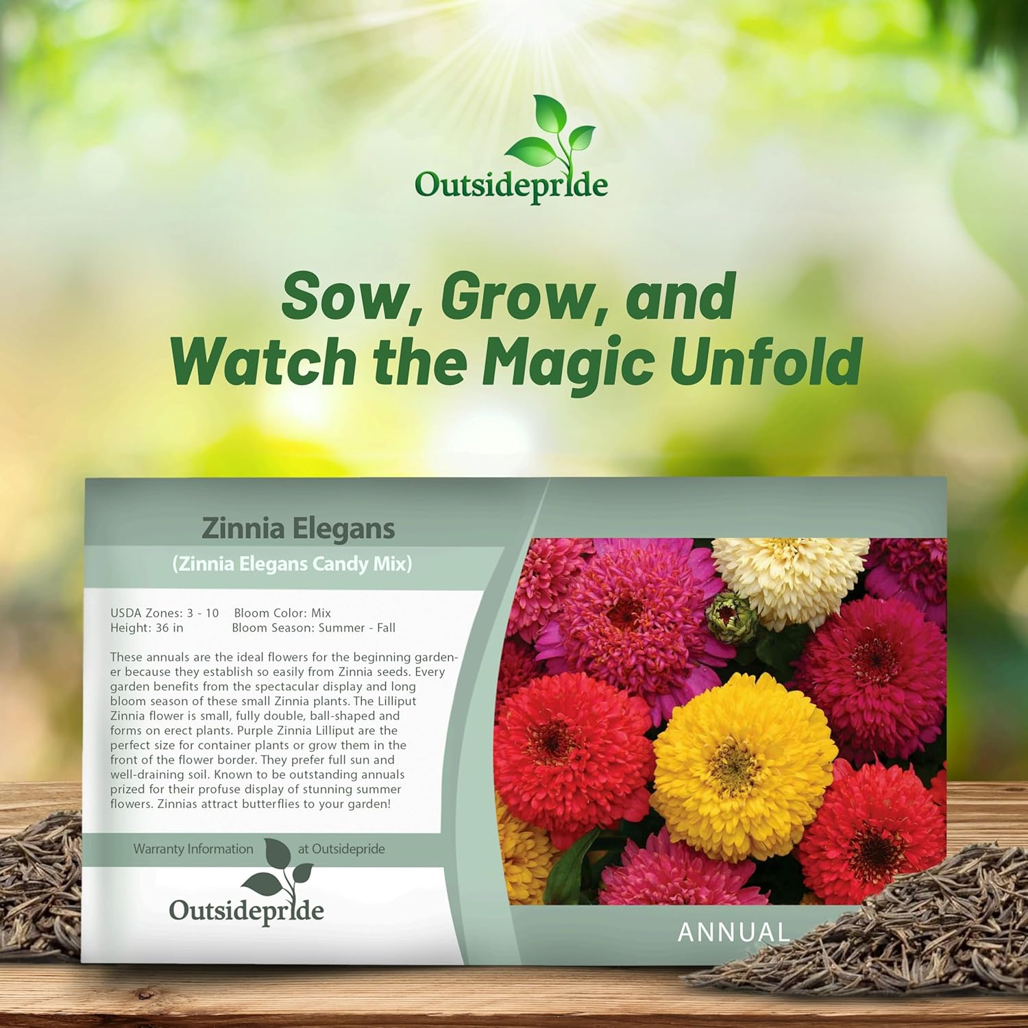 Zinnia Candy Flower Seed Packet