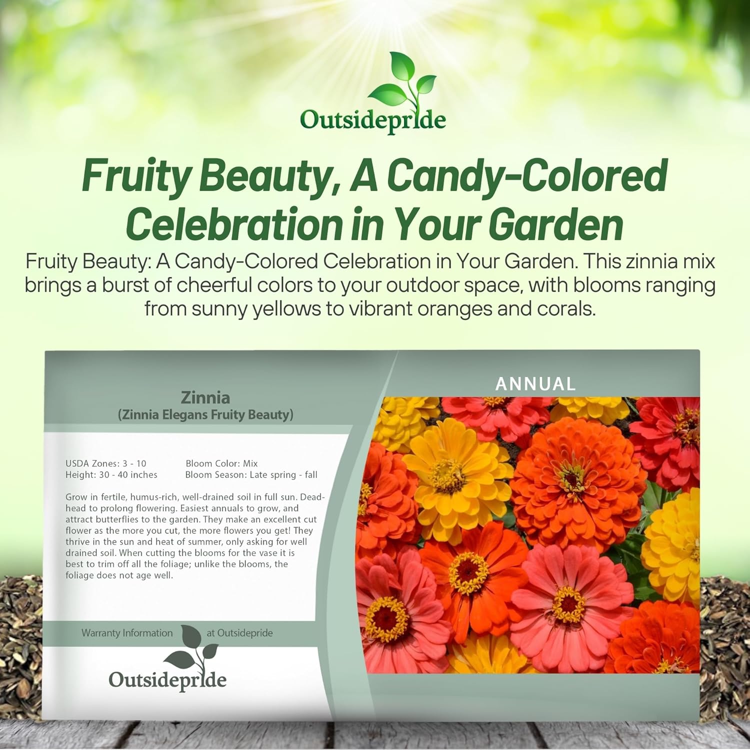 Zinnia Fruity Beauty Flower Seed Packet