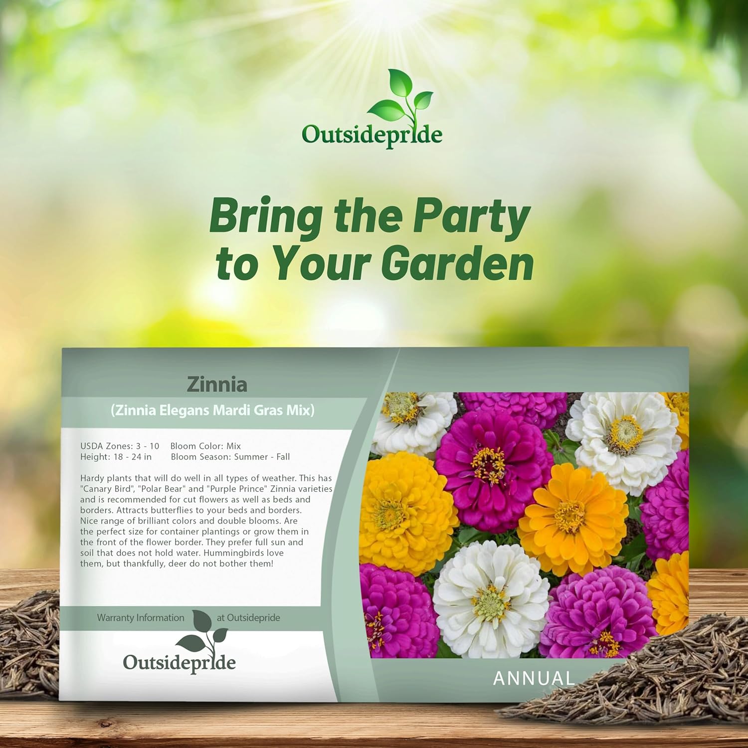 Zinnia Flower Mardi Gras Seed Packet