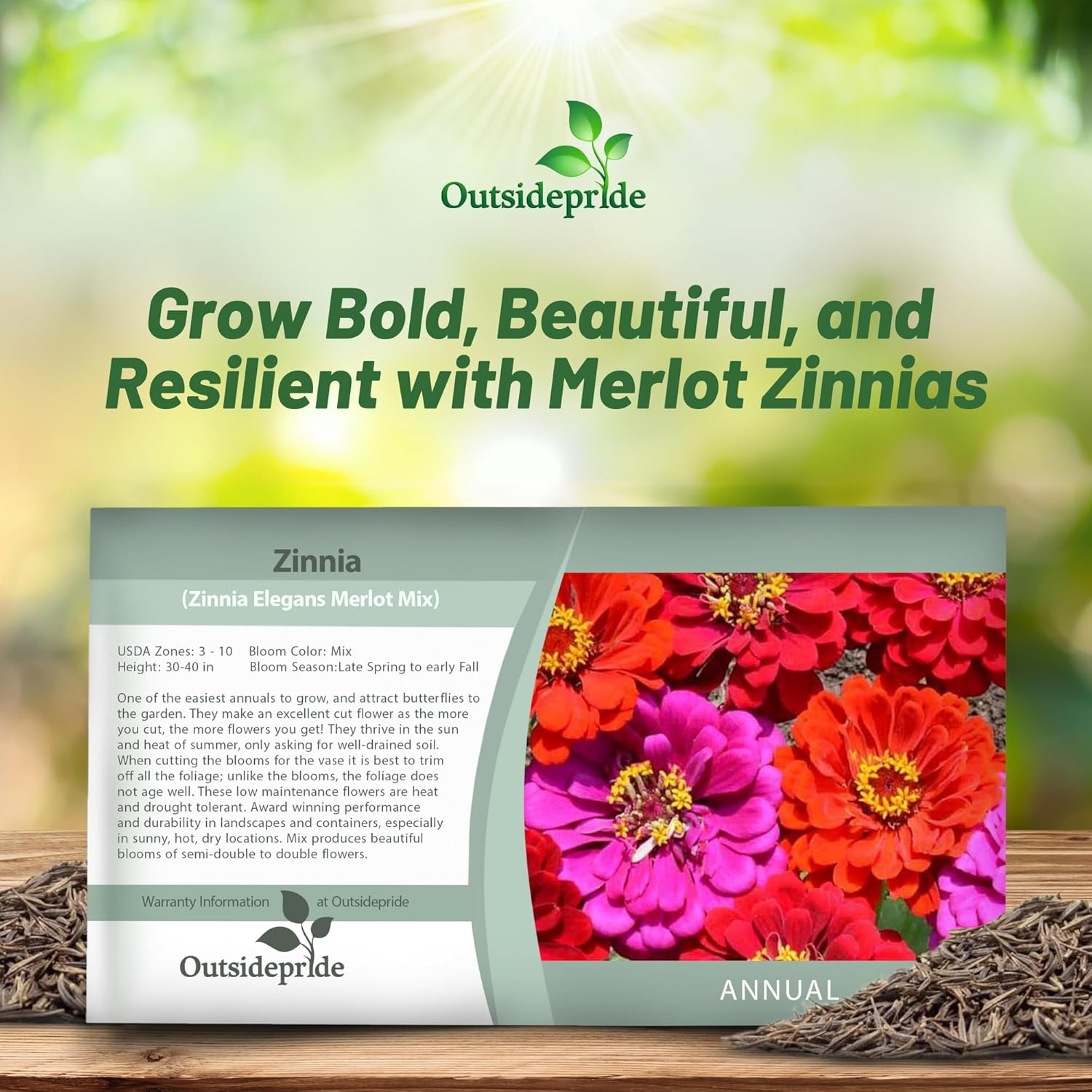 Zinnia Merlot Flower Seed Packet