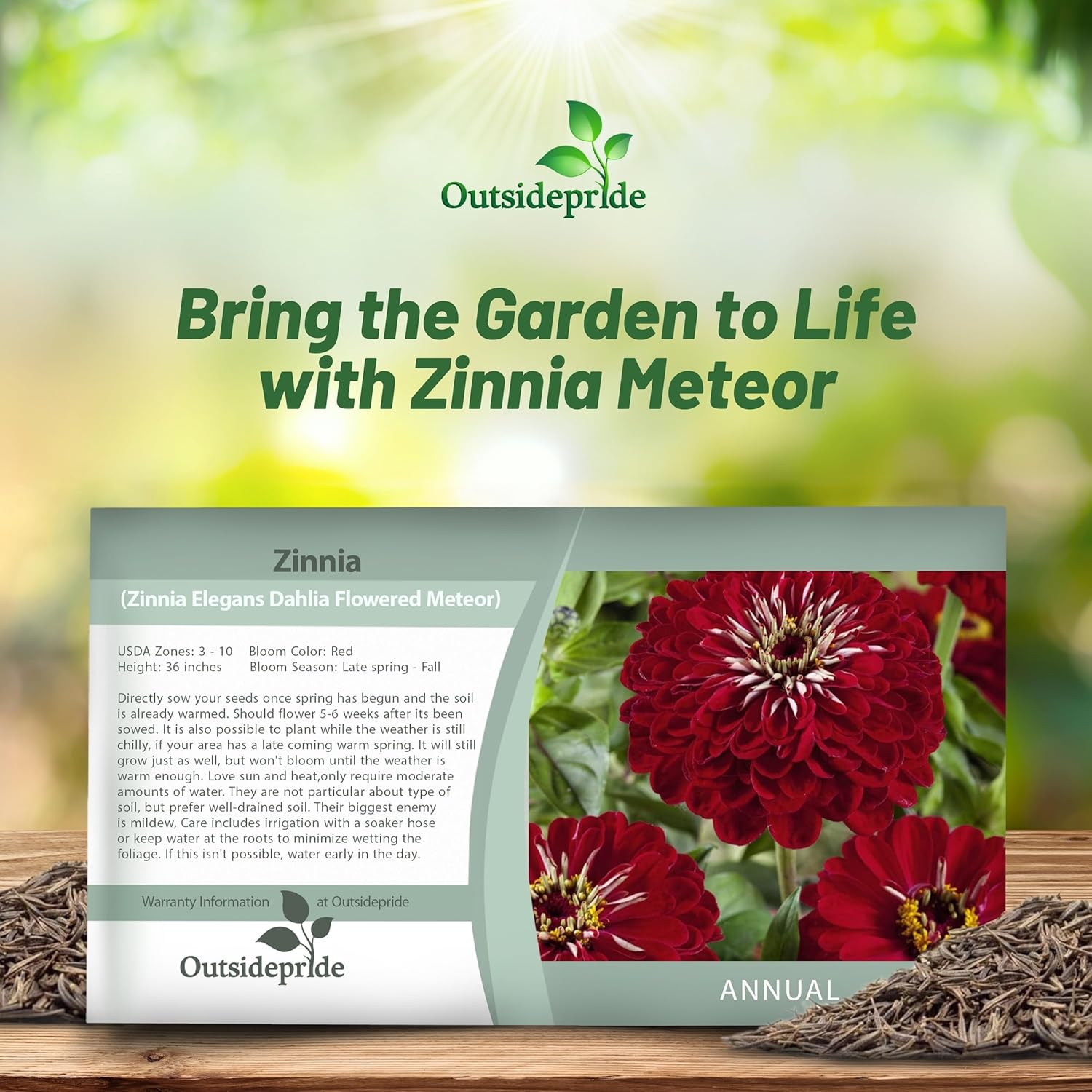 Zinnia Elegans Dahlia Meteor Seed Packet