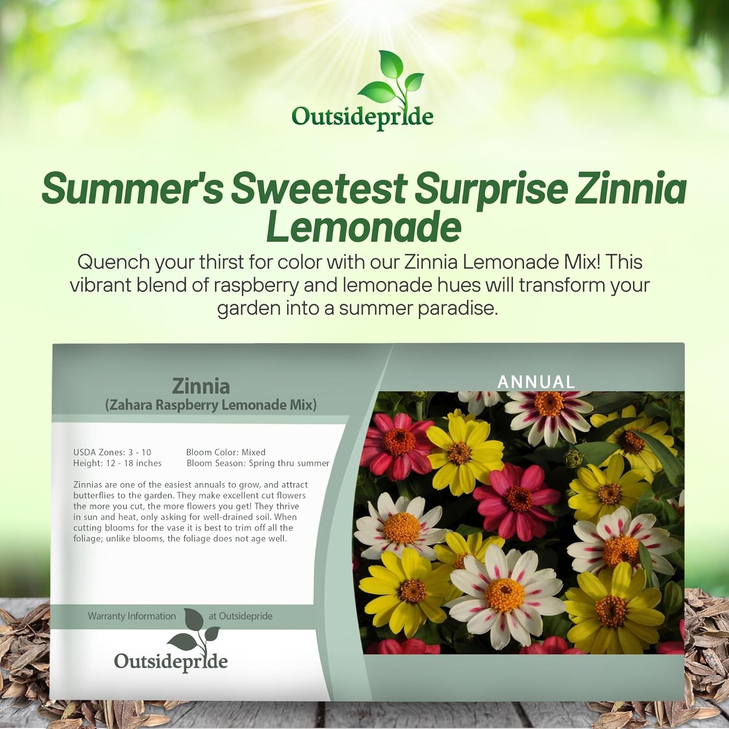 Zinnia Zahara Raspberry Lemonade Seed Packet