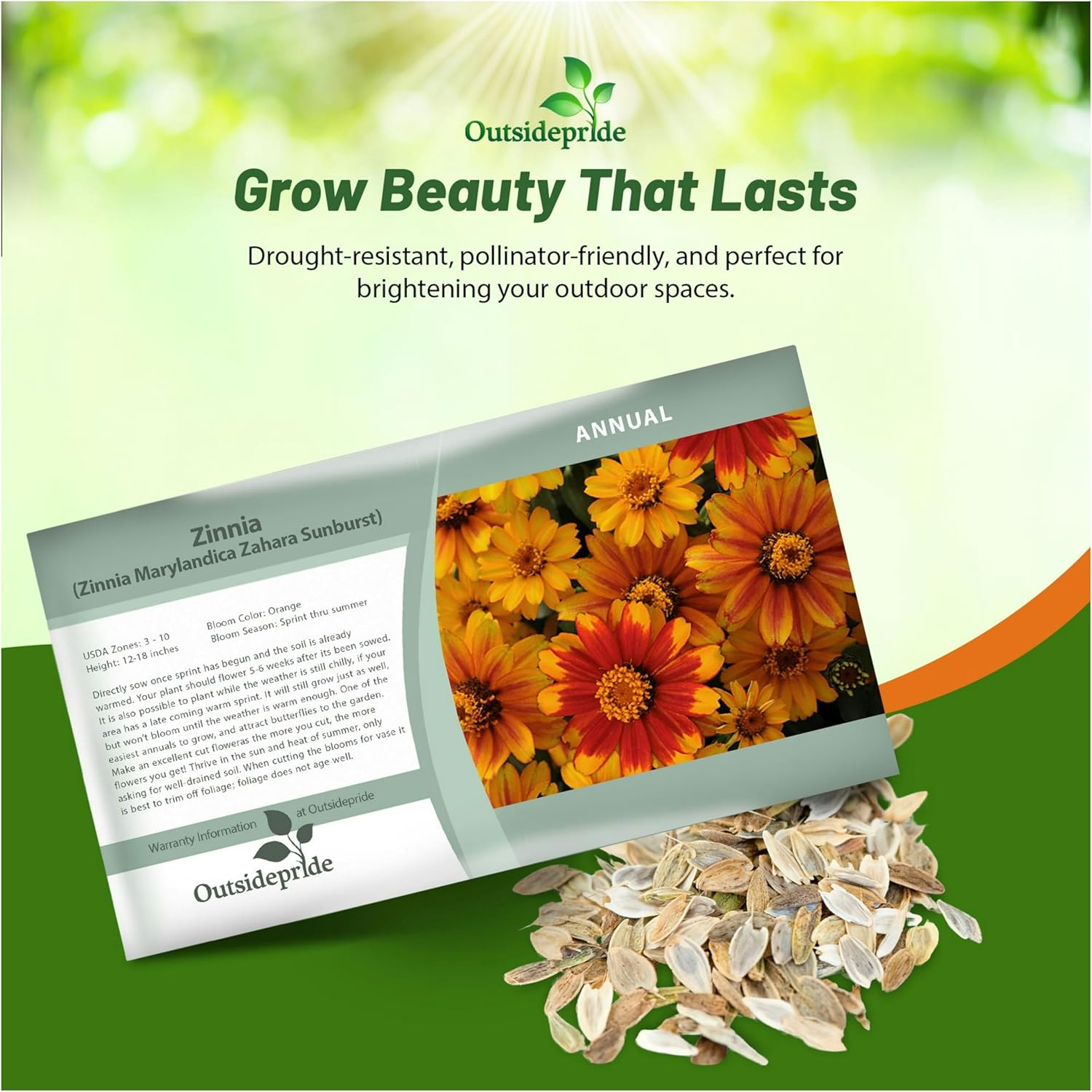 Zinnia Zahara Sunburst Seed Packet
